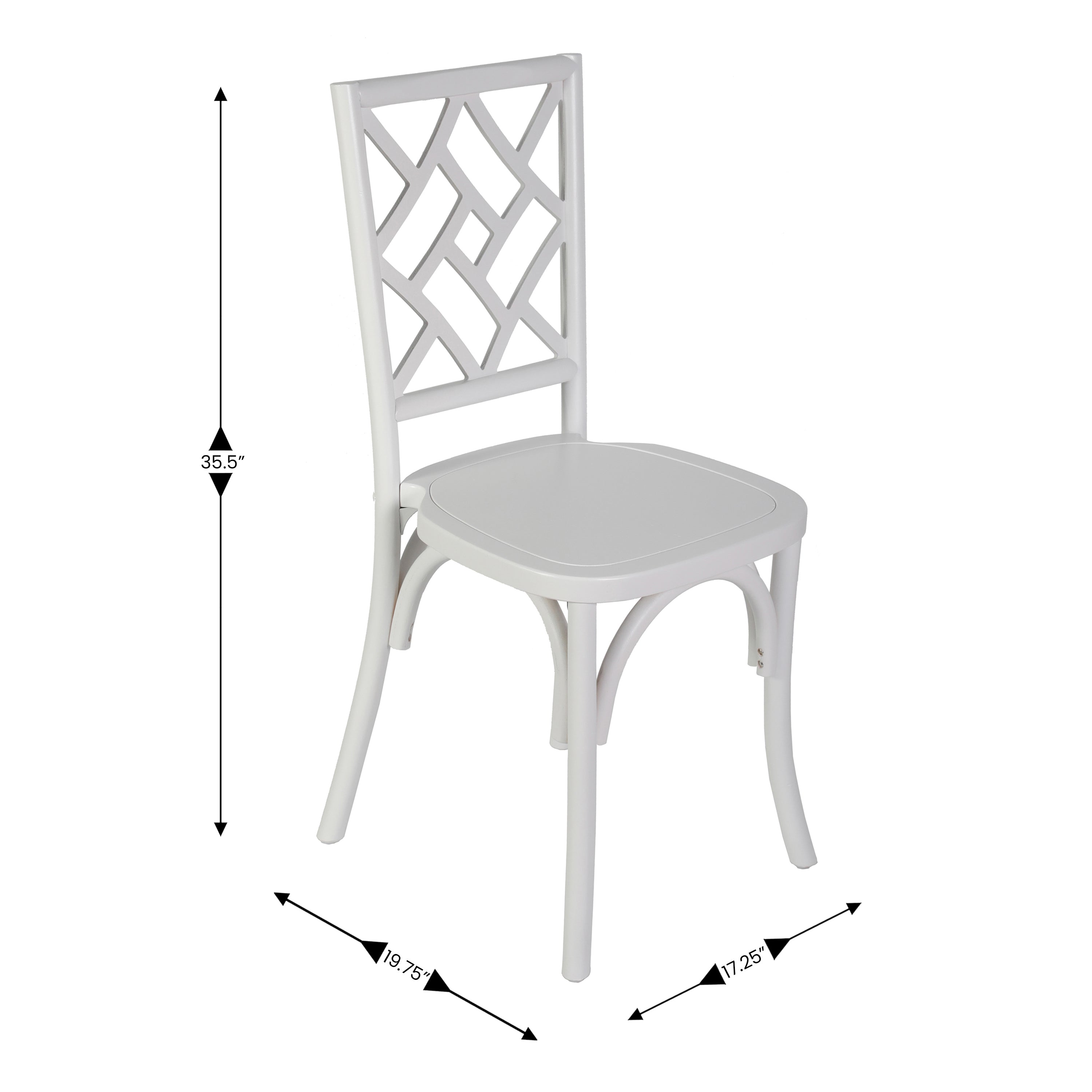 Brooklyn Commercial Grade White Solid Wood Stackable Dining Chair with Intricate Back Detail