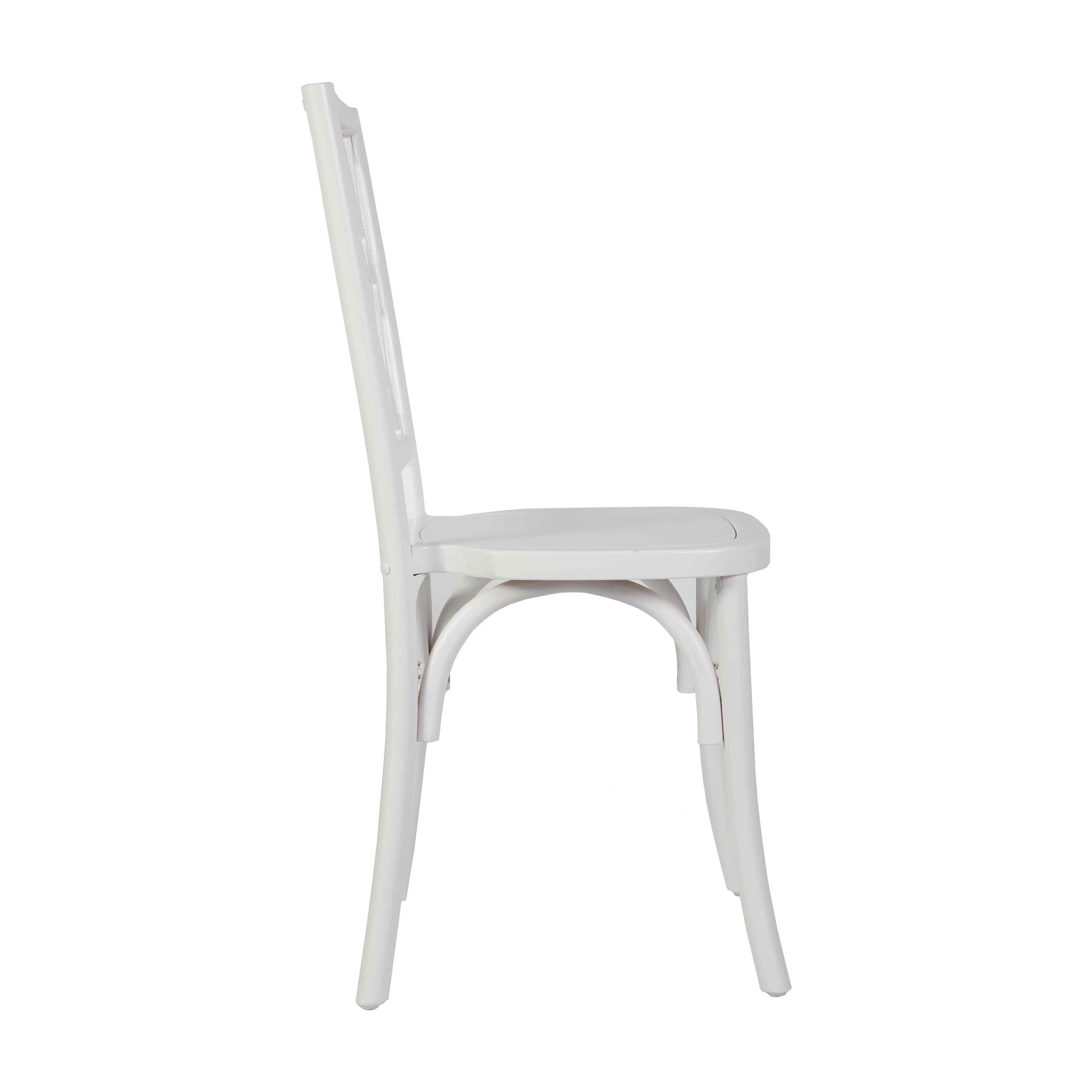Brooklyn Commercial Grade White Solid Wood Stackable Dining Chair with Intricate Back Detail