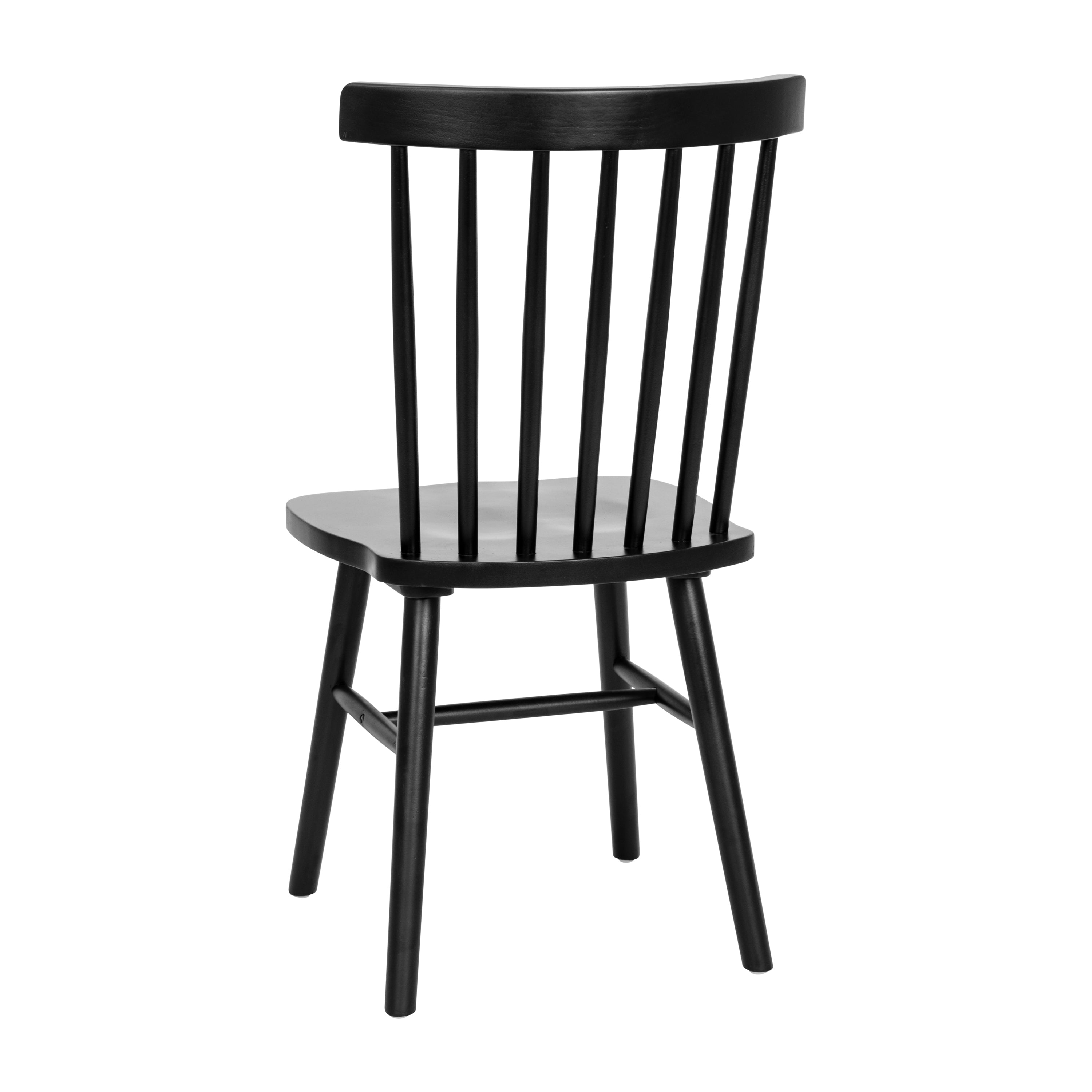 Ingrid Set of 2 Commercial Grade Windsor Dining Chairs, Solid Wood Armless Spindle Back Restaurant Dining Chairs in Black