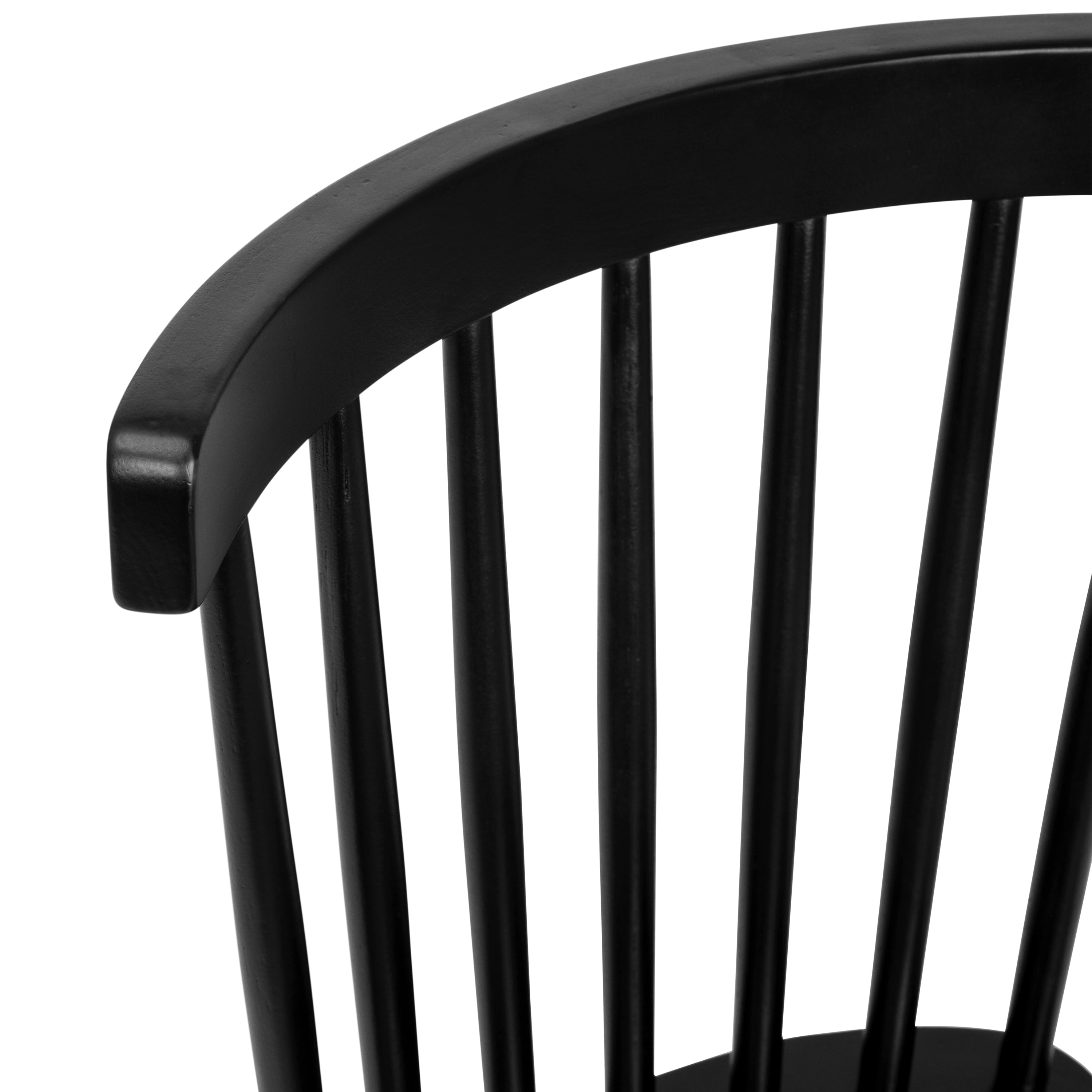 Ingrid Set of 2 Commercial Grade Windsor Dining Chairs, Solid Wood Armless Spindle Back Restaurant Dining Chairs in Black
