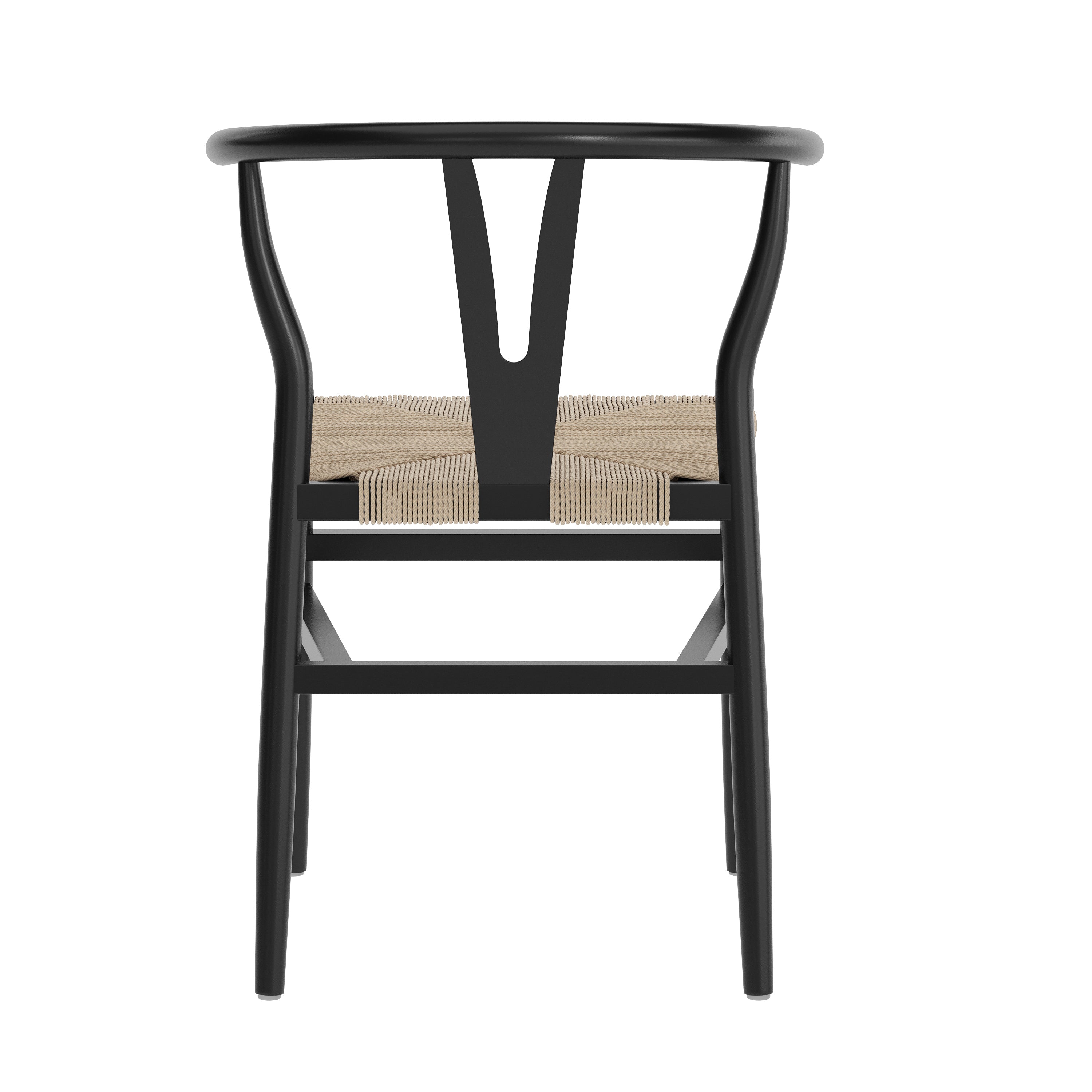 Logan Commercial Grade Y-Back Style Wood and Kraft Paper Stackable Dining Chair with Black/Natural Finish