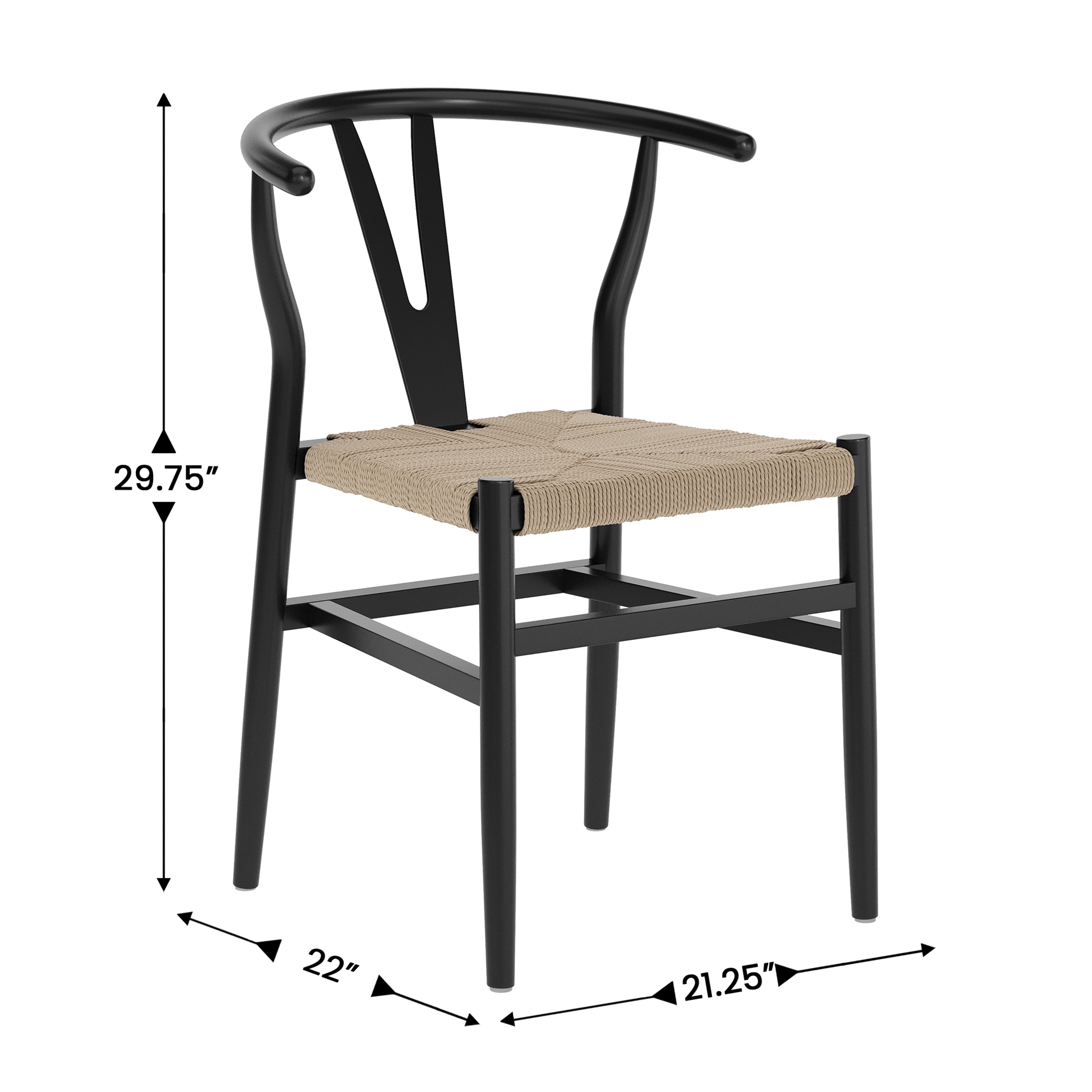 Logan Commercial Grade Y-Back Style Wood and Kraft Paper Stackable Dining Chair with Black/Natural Finish