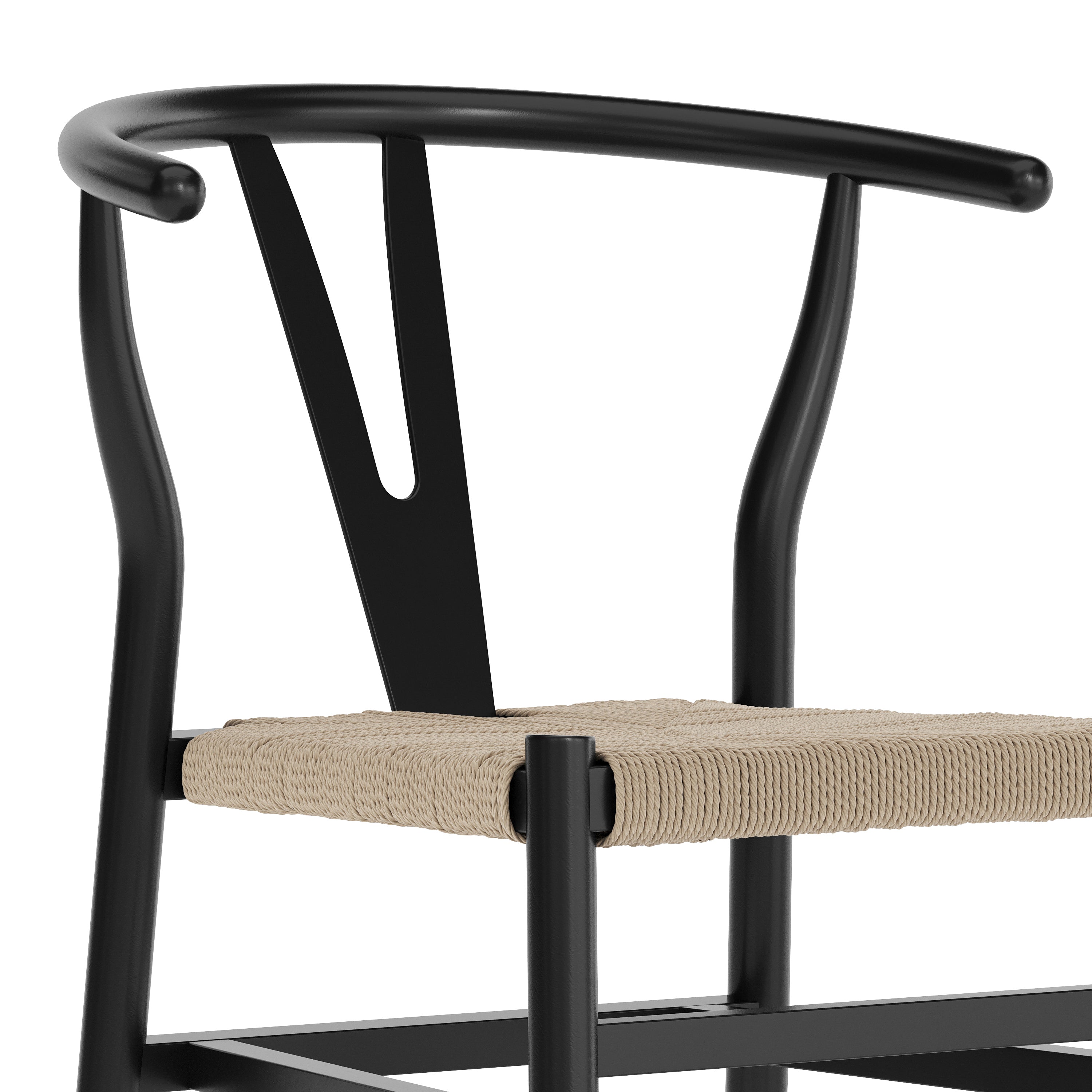 Logan Commercial Grade Y-Back Style Wood and Kraft Paper Stackable Dining Chair with Black/Natural Finish
