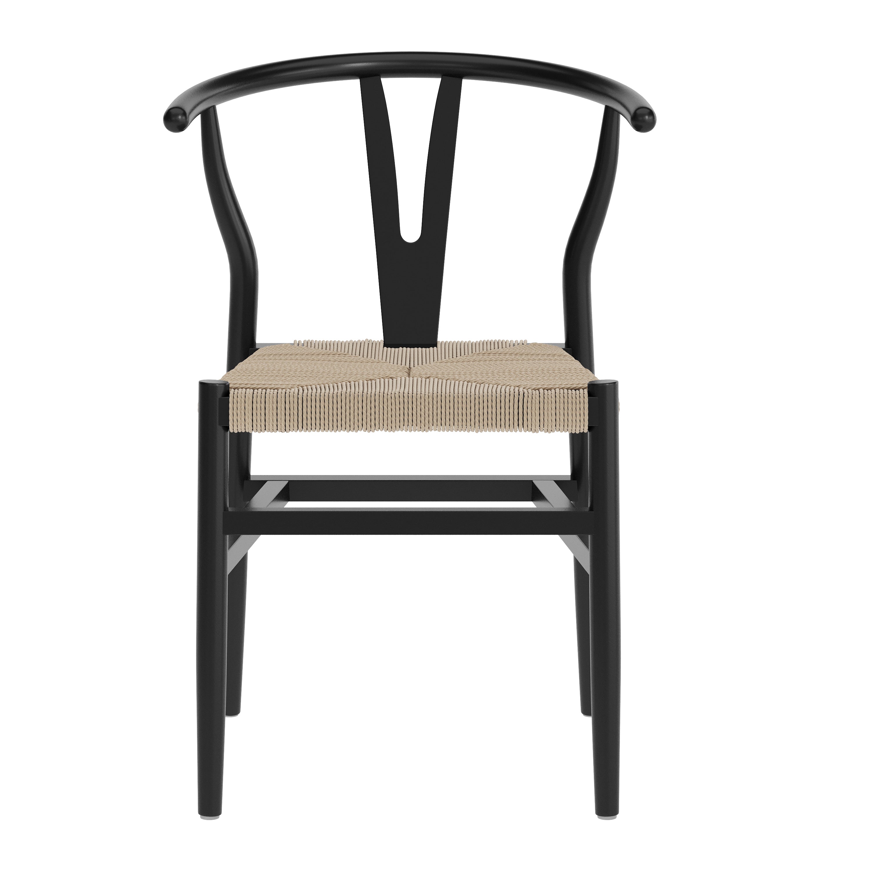 Logan Commercial Grade Y-Back Style Wood and Kraft Paper Stackable Dining Chair with Black/Natural Finish