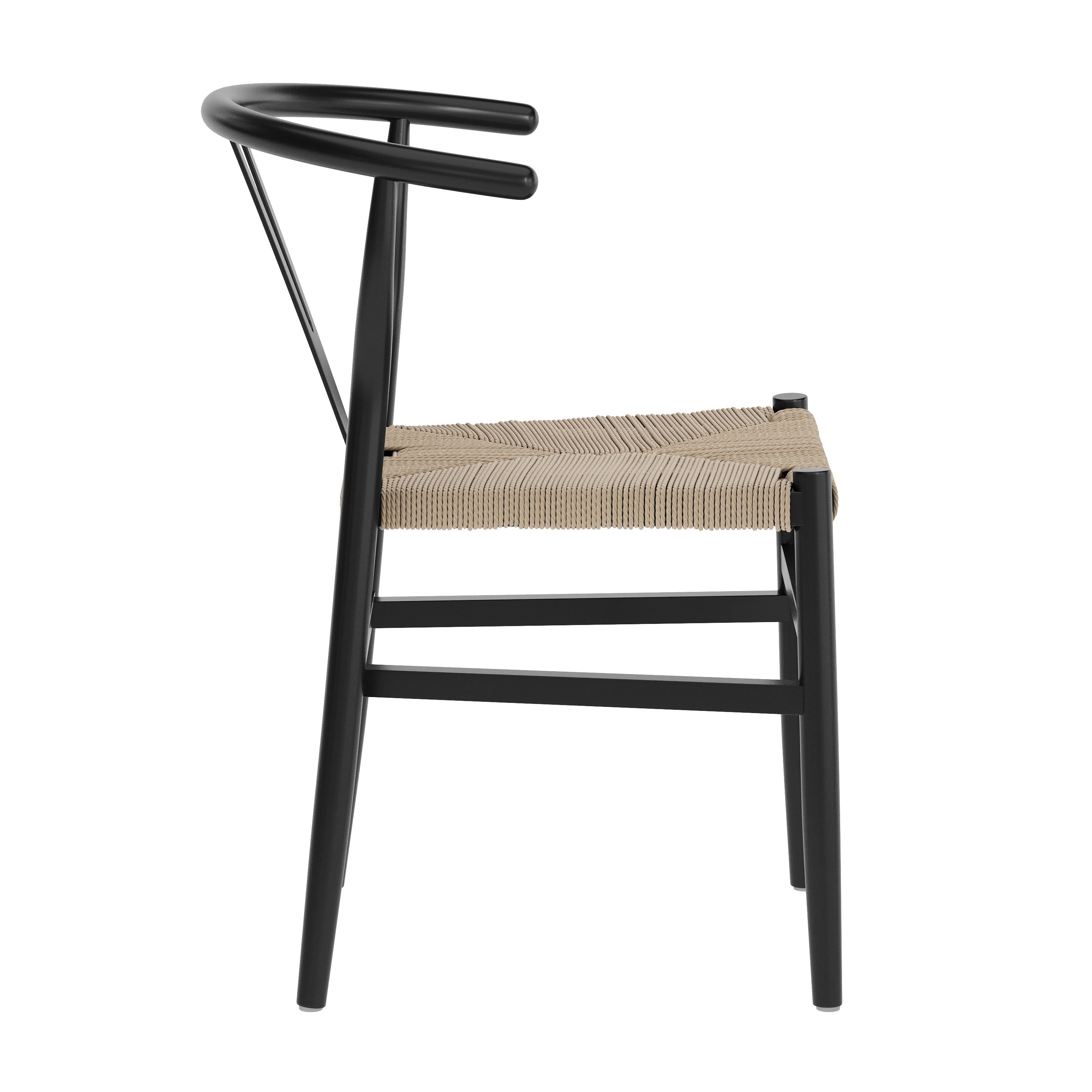 Logan Commercial Grade Y-Back Style Wood and Kraft Paper Stackable Dining Chair with Black/Natural Finish