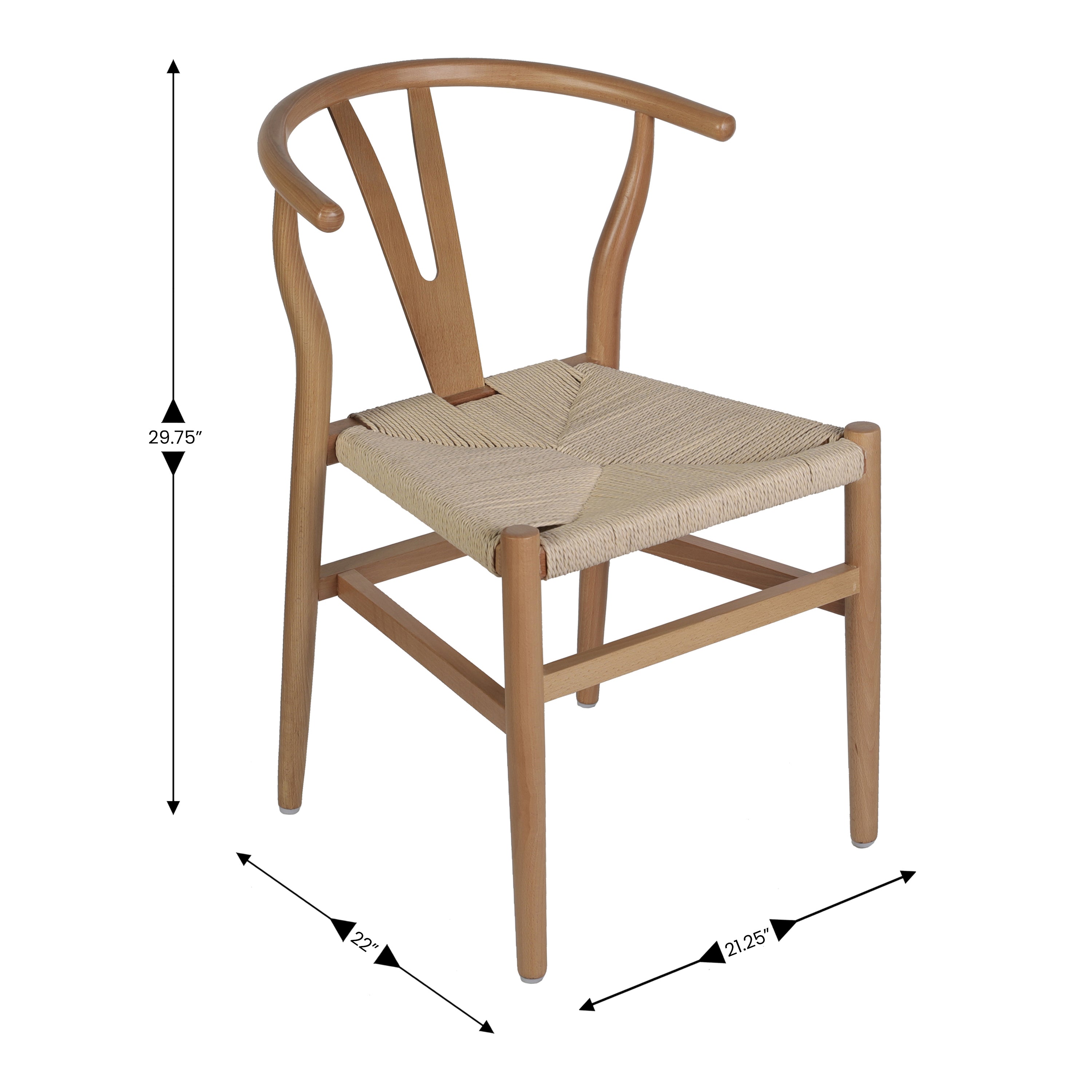 Logan Commercial Grade Y-Back Style Wood and Kraft Paper Stackable Dining Chair with Oak/Natural Finish
