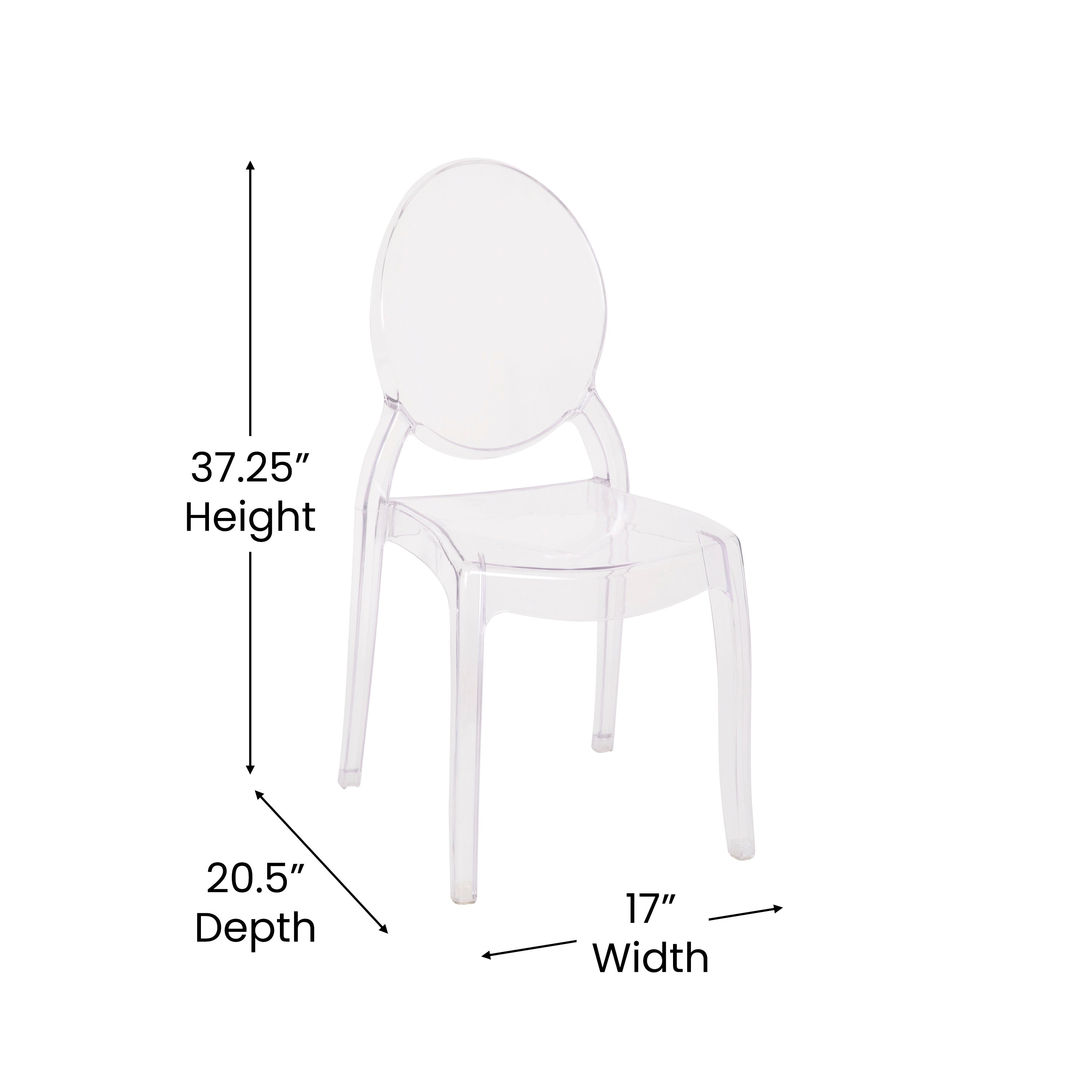 Revna Set of 4 Transparent Crystal Extra Wide Resin 400 LB. Weight Capacity Banquet & Event Ghost Chairs-Indoor/Outdoor Use