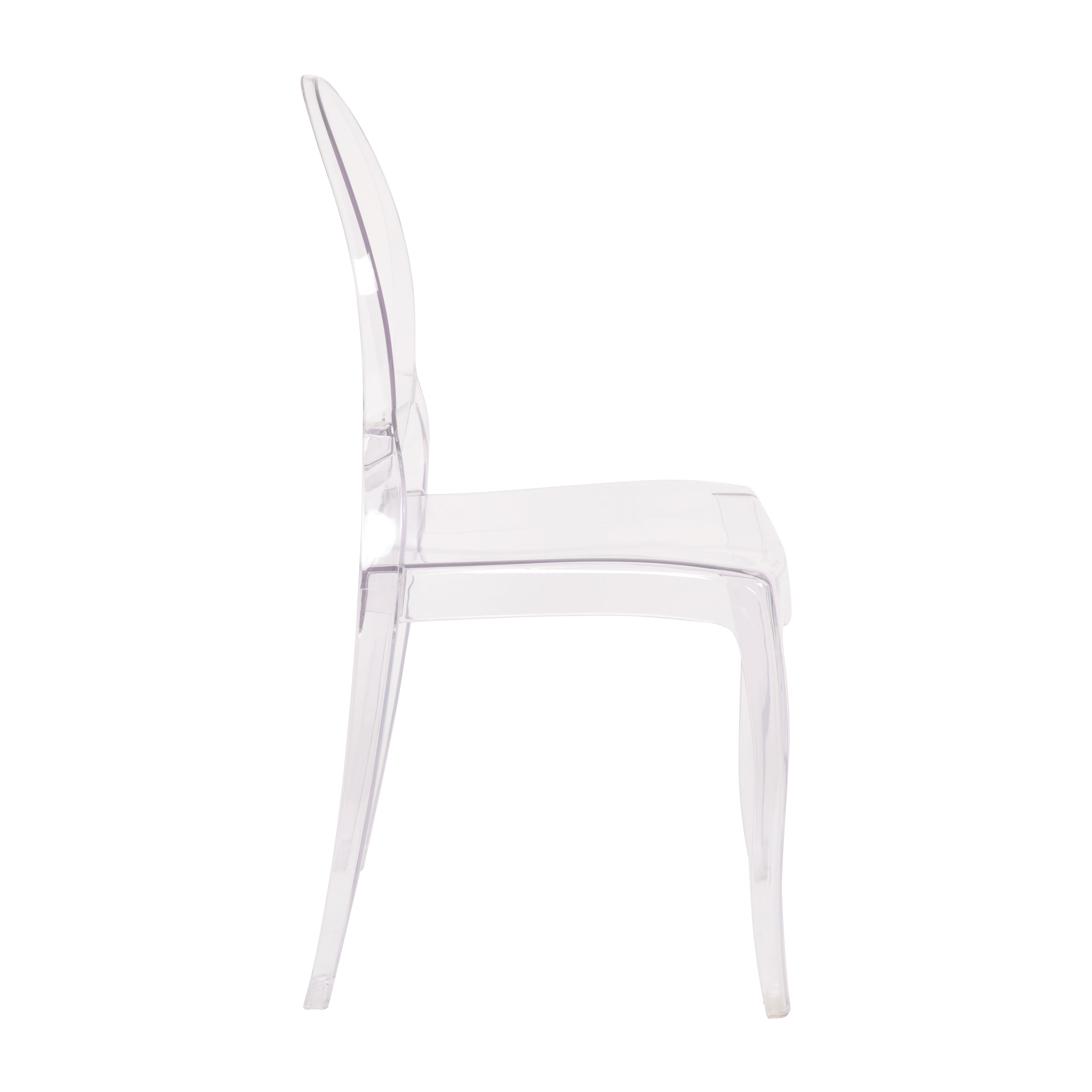 Revna Set of 4 Transparent Crystal Extra Wide Resin 400 LB. Weight Capacity Banquet & Event Ghost Chairs-Indoor/Outdoor Use