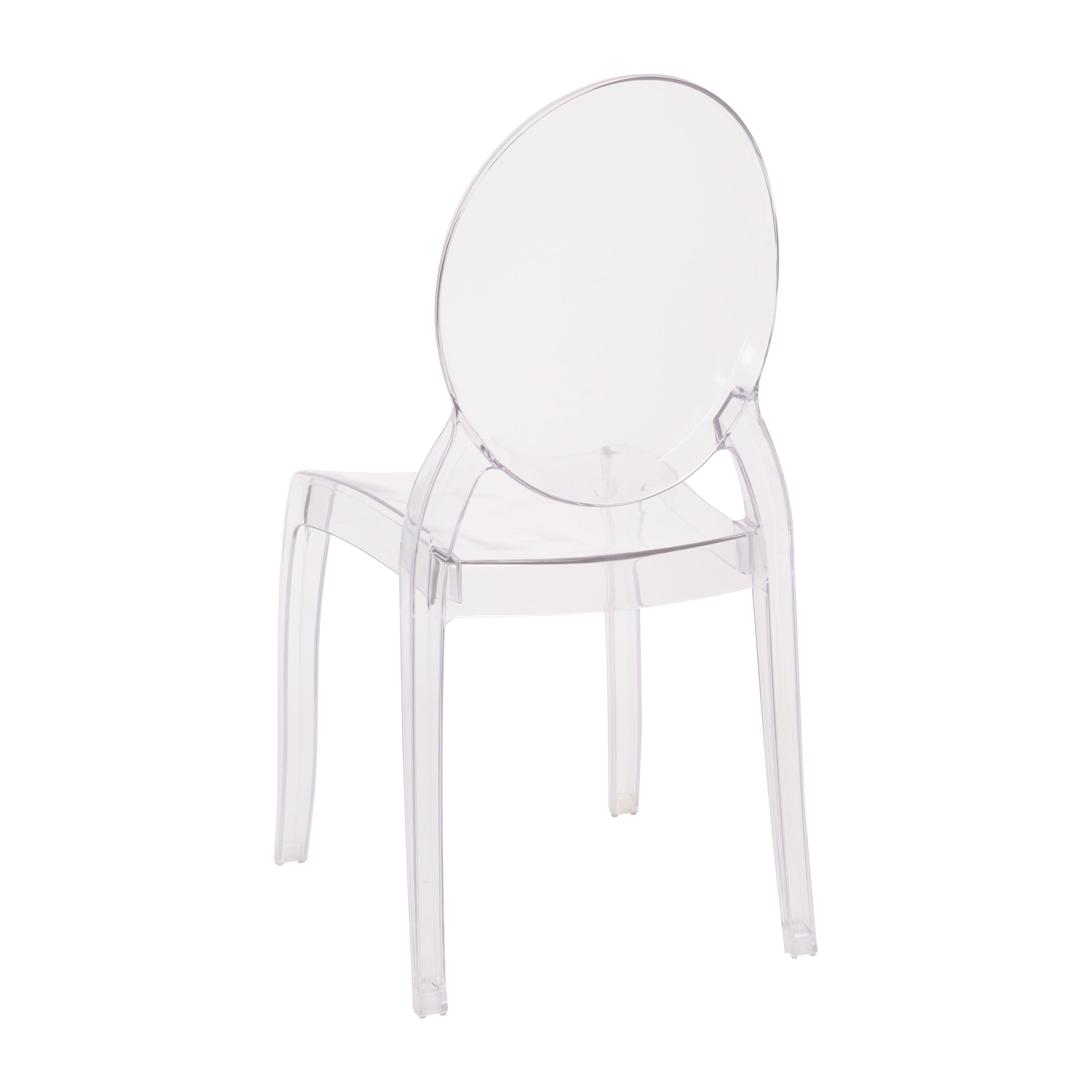 Revna Set of 4 Transparent Crystal Extra Wide Resin 400 LB. Weight Capacity Banquet & Event Ghost Chairs-Indoor/Outdoor Use