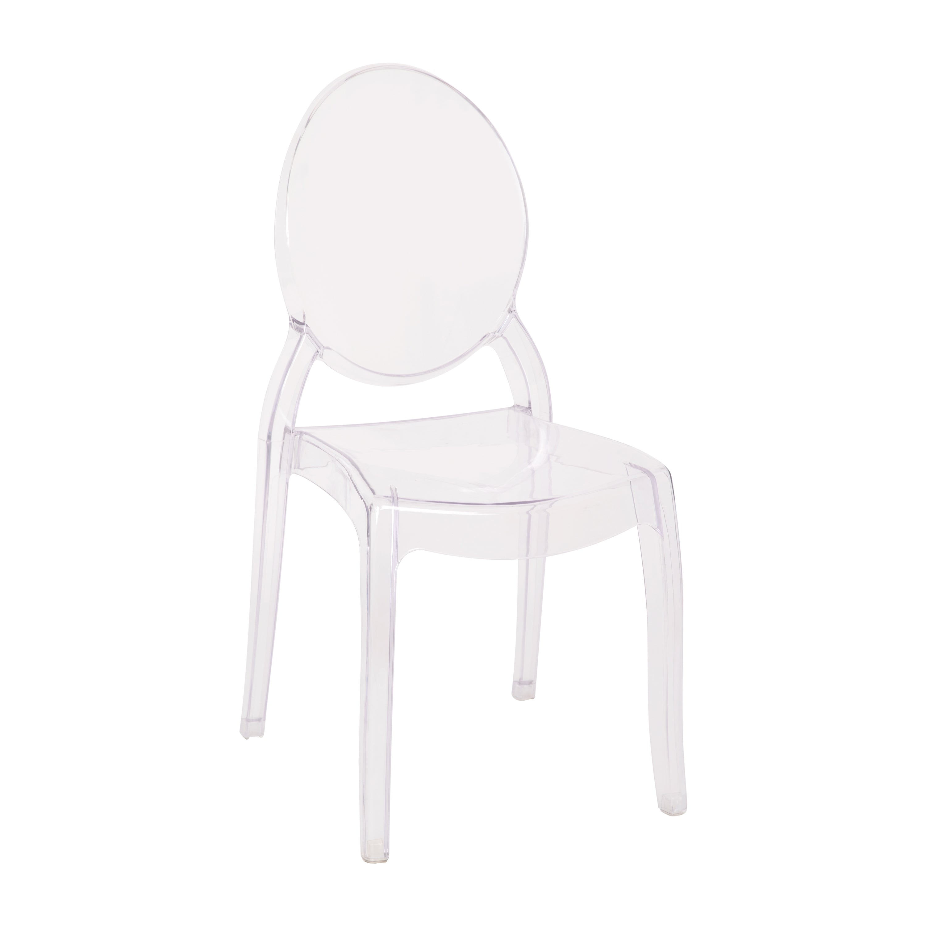 Revna Set of 4 Transparent Crystal Extra Wide Resin 400 LB. Weight Capacity Banquet & Event Ghost Chairs-Indoor/Outdoor Use