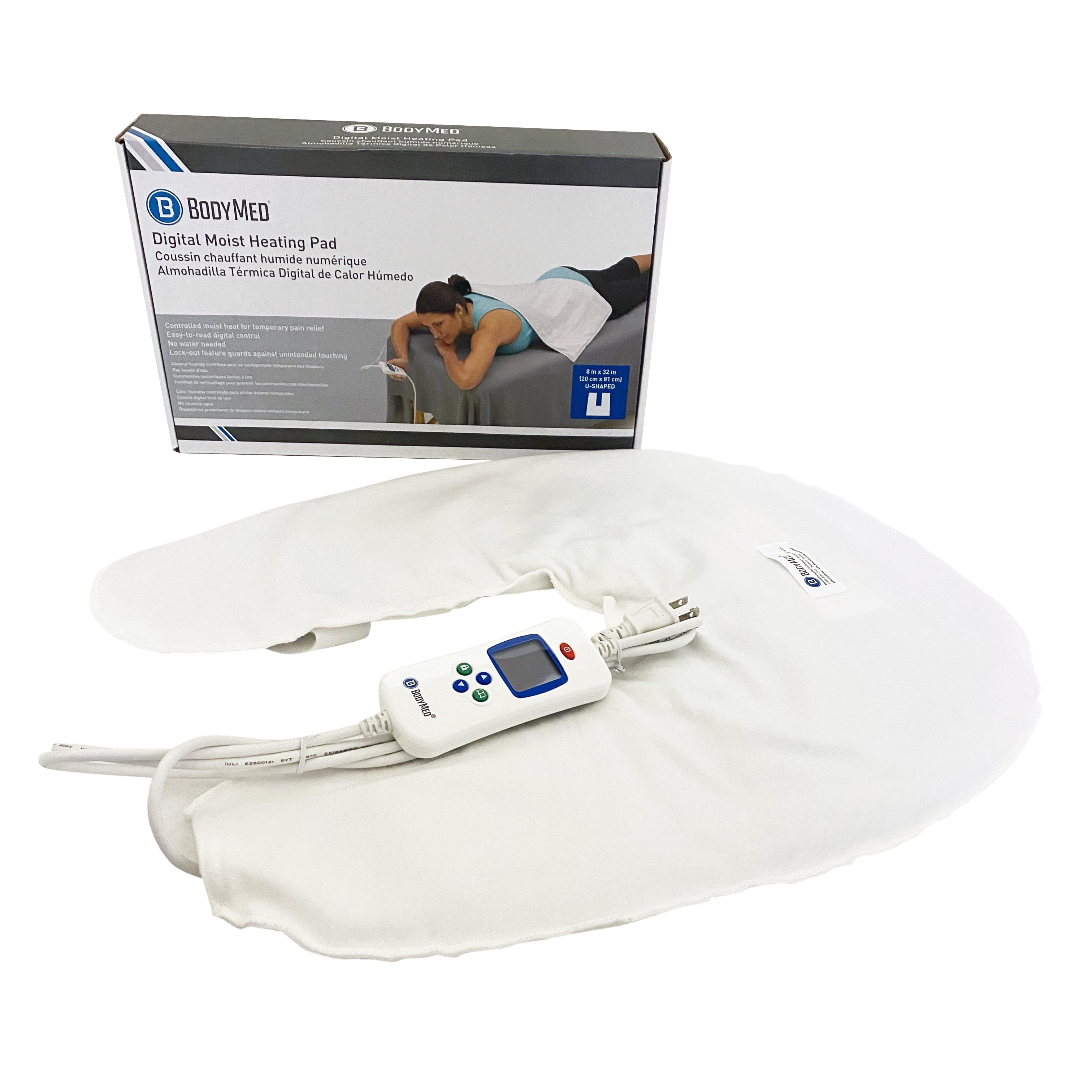 Bodymed Digital Moist Heating Pad, 8" X 32" U-Shaped