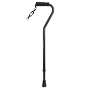 Aluminum Adjustable Cane With Foam Grip Handle, Offset, Black, Adjusts 30.5"-41"