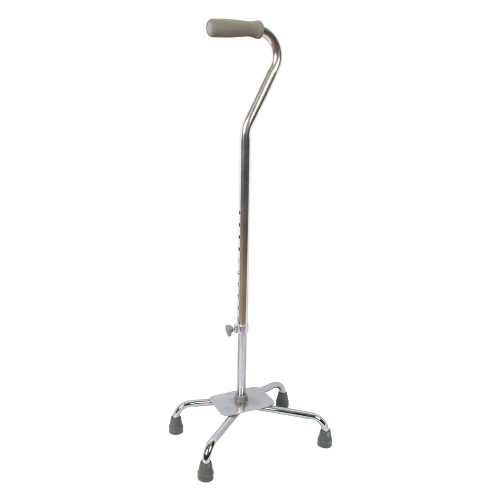 Aluminum Adjustable Quad Cane, Large Base, Adjusts 29.5"-38.5"