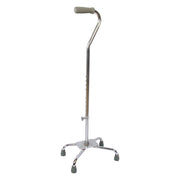 Aluminum Adjustable Quad Cane, Large Base, Adjusts 29.5"-38.5"