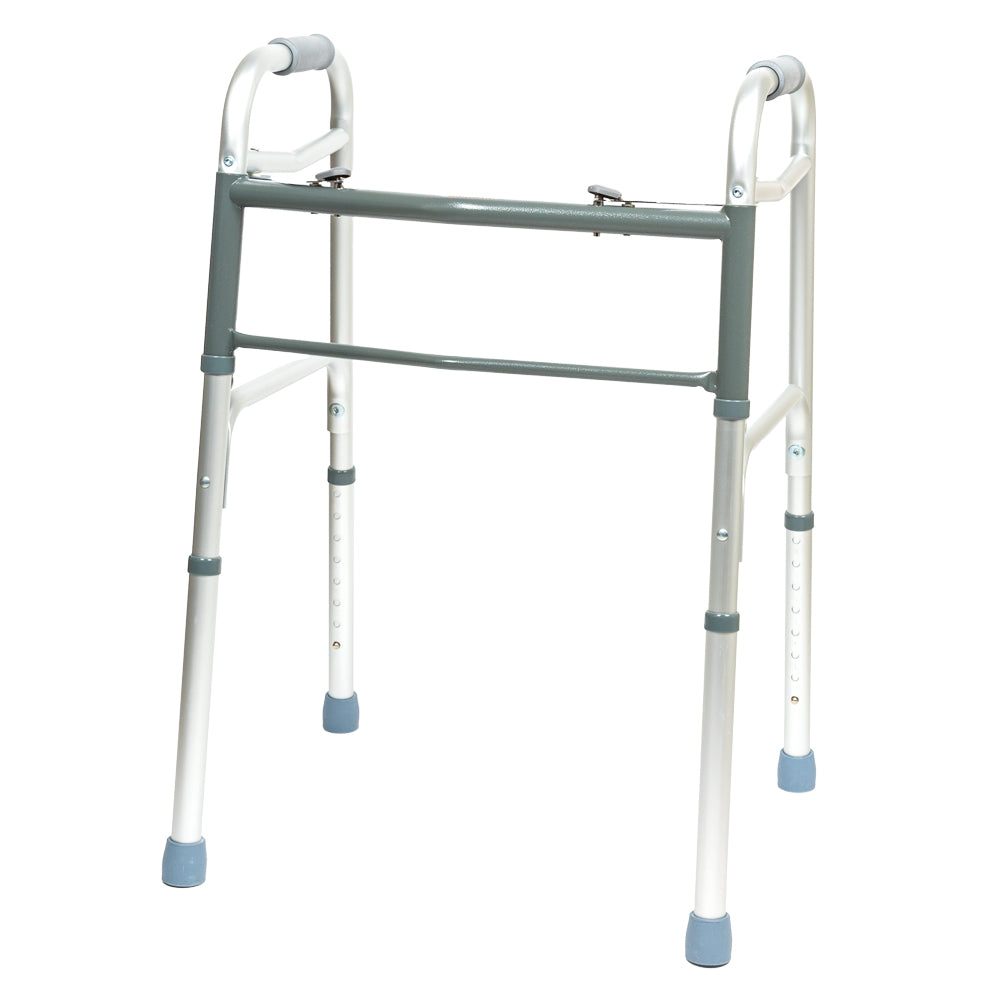 Aluminum Two Button Folding Walker Without Wheels