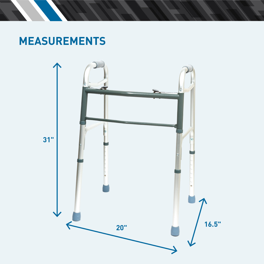 Aluminum Two Button Folding Walker Without Wheels