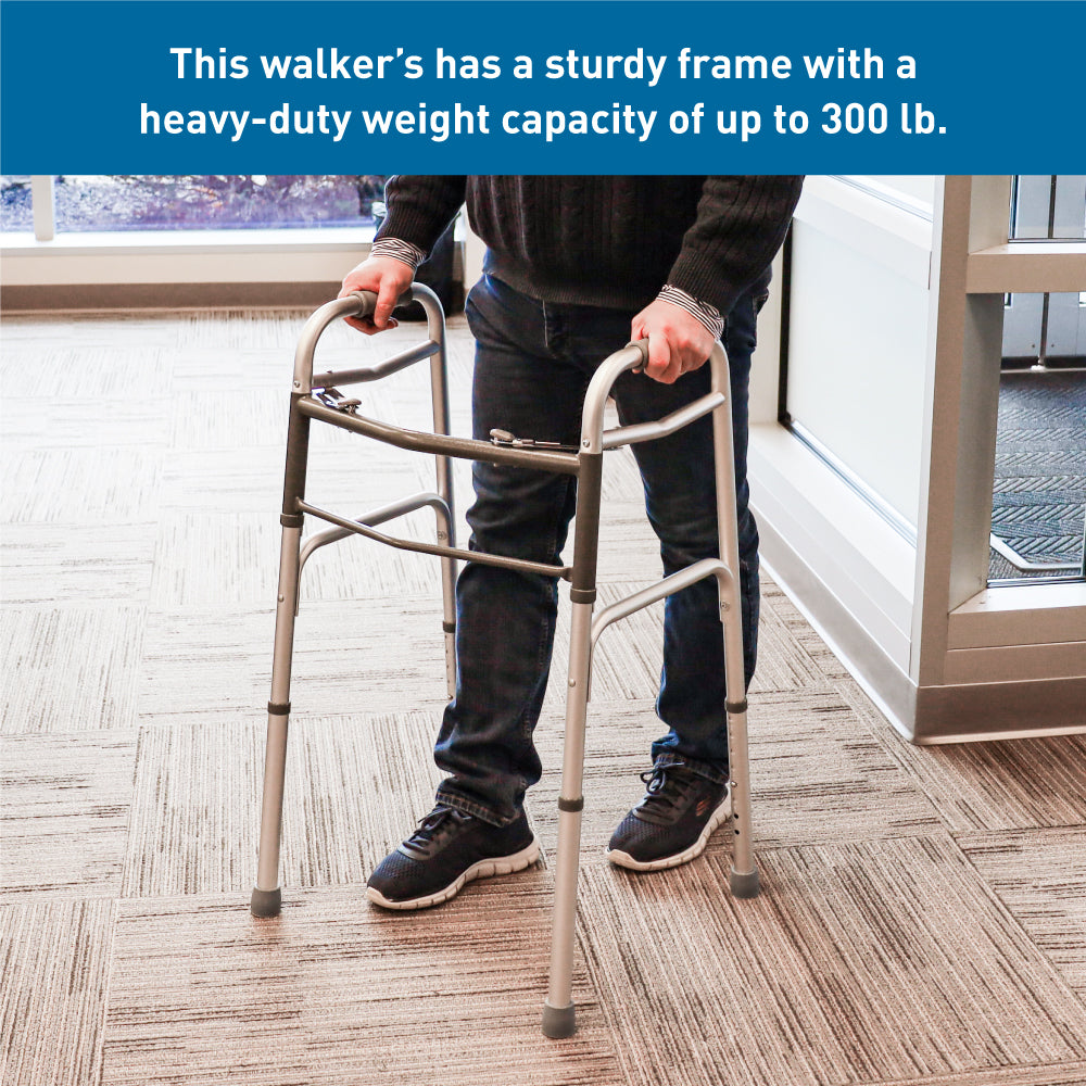 Aluminum Two Button Folding Walker Without Wheels