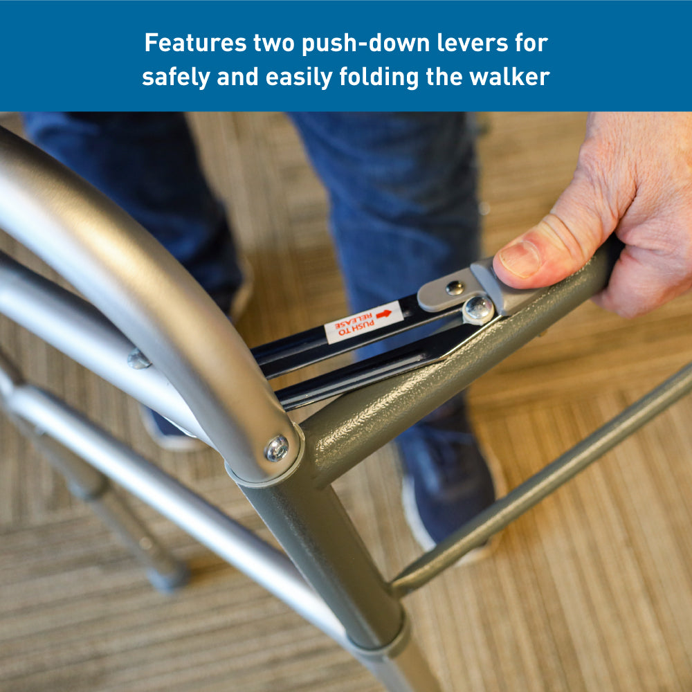 Aluminum Two Button Folding Walker Without Wheels