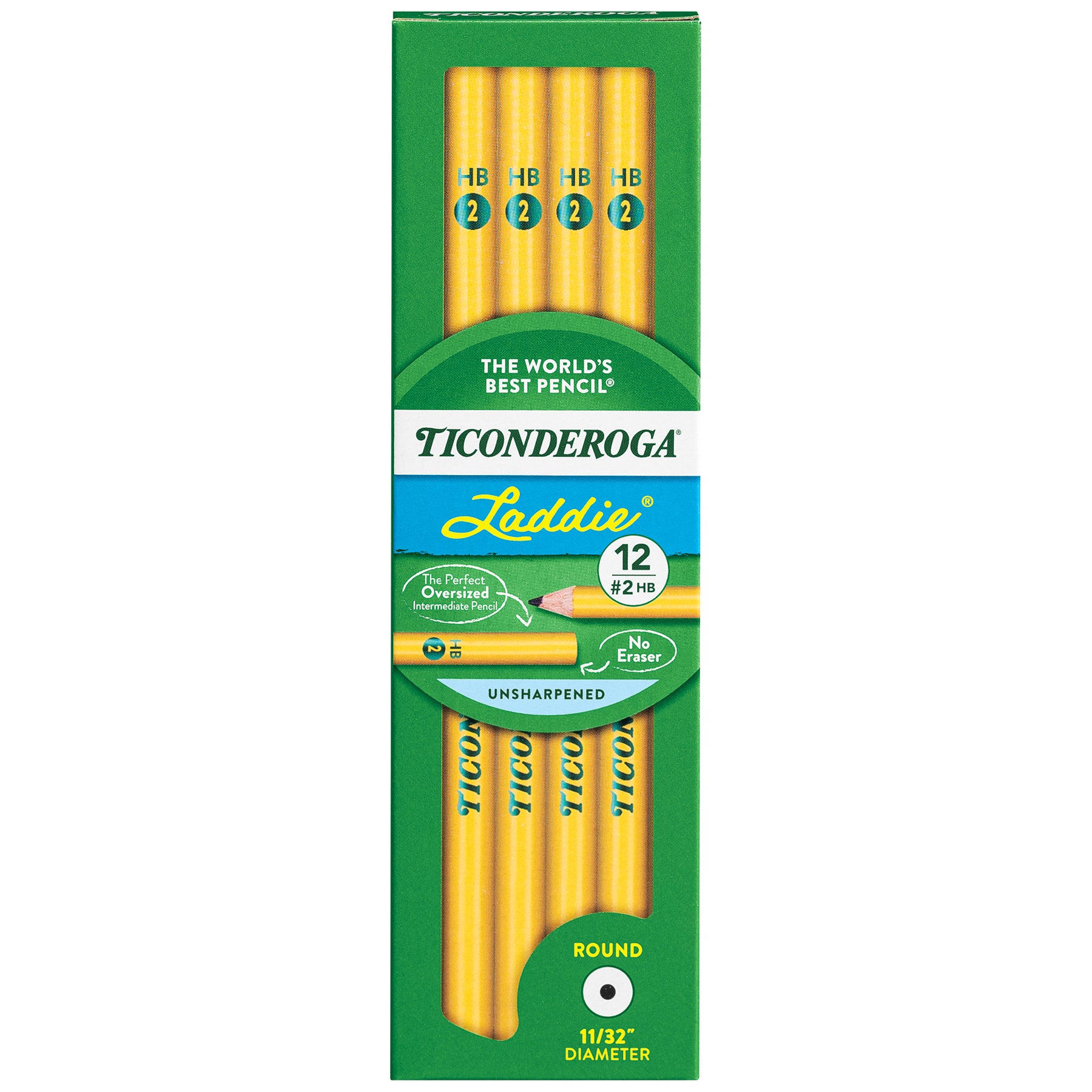Laddie® Wood-Cased Pencils without Eraser, #2 HB Soft, Yellow, 12 Count