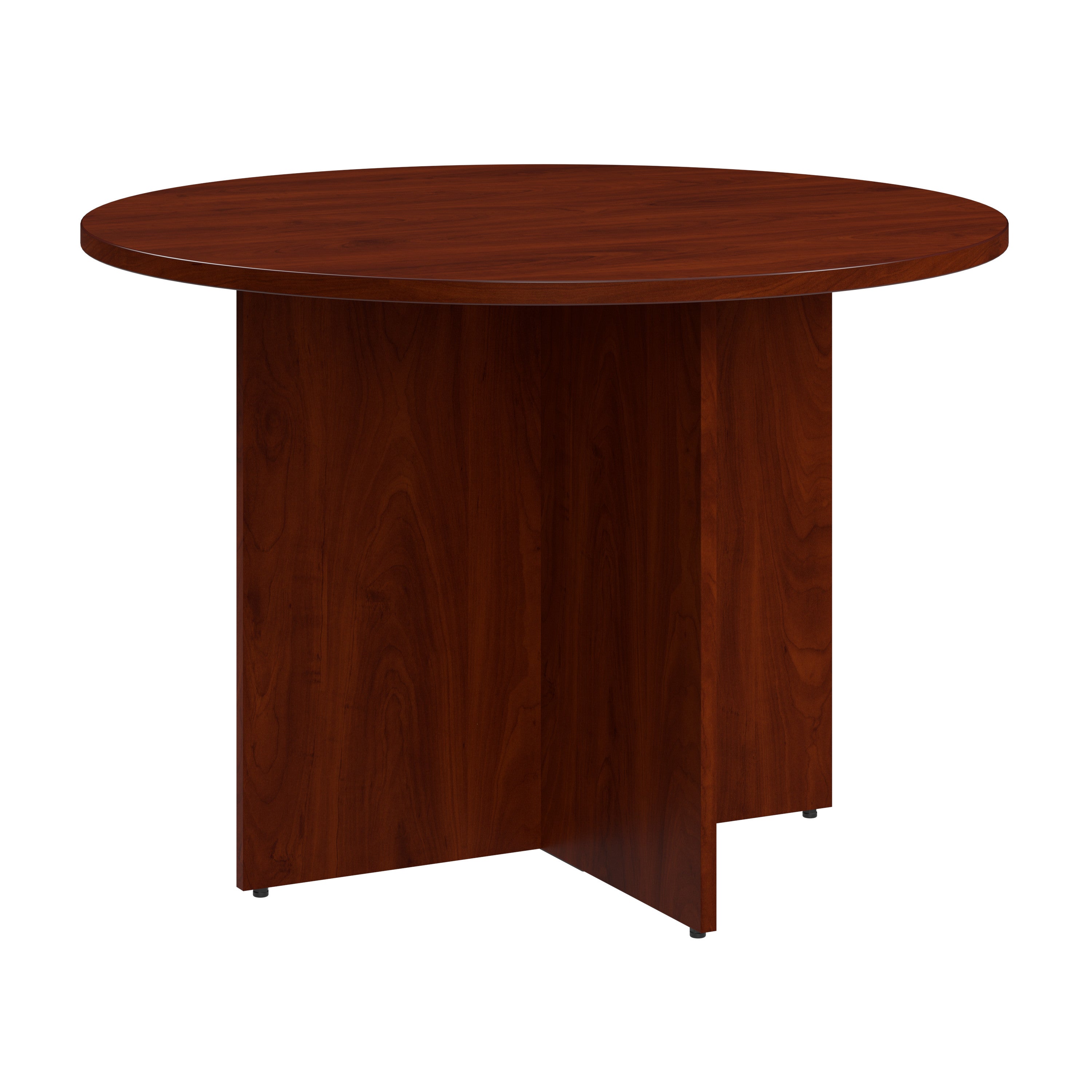 Bush Business Furniture 42-inch Round Conference Table with Wood Base in Hansen Cherry - 41.38" Width x 41.38" Depth x 28.65" Height