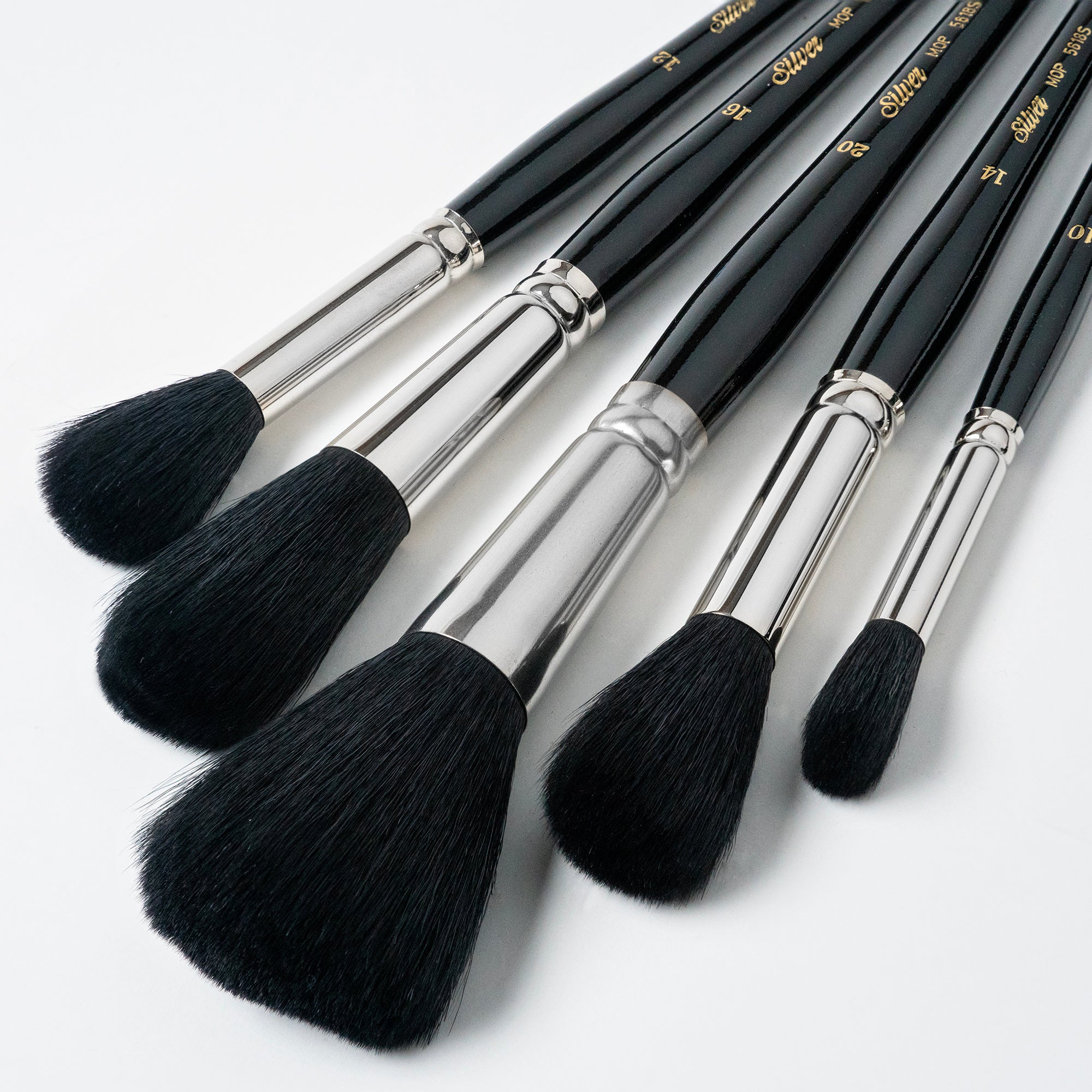 Silver Mops Round Black, 5 Brushes