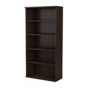 Bush Business Furniture Studio C Tall 5 Shelf Bookcase in Black Walnut - 35.71" Width x 15.43" Depth x 72.8" Height