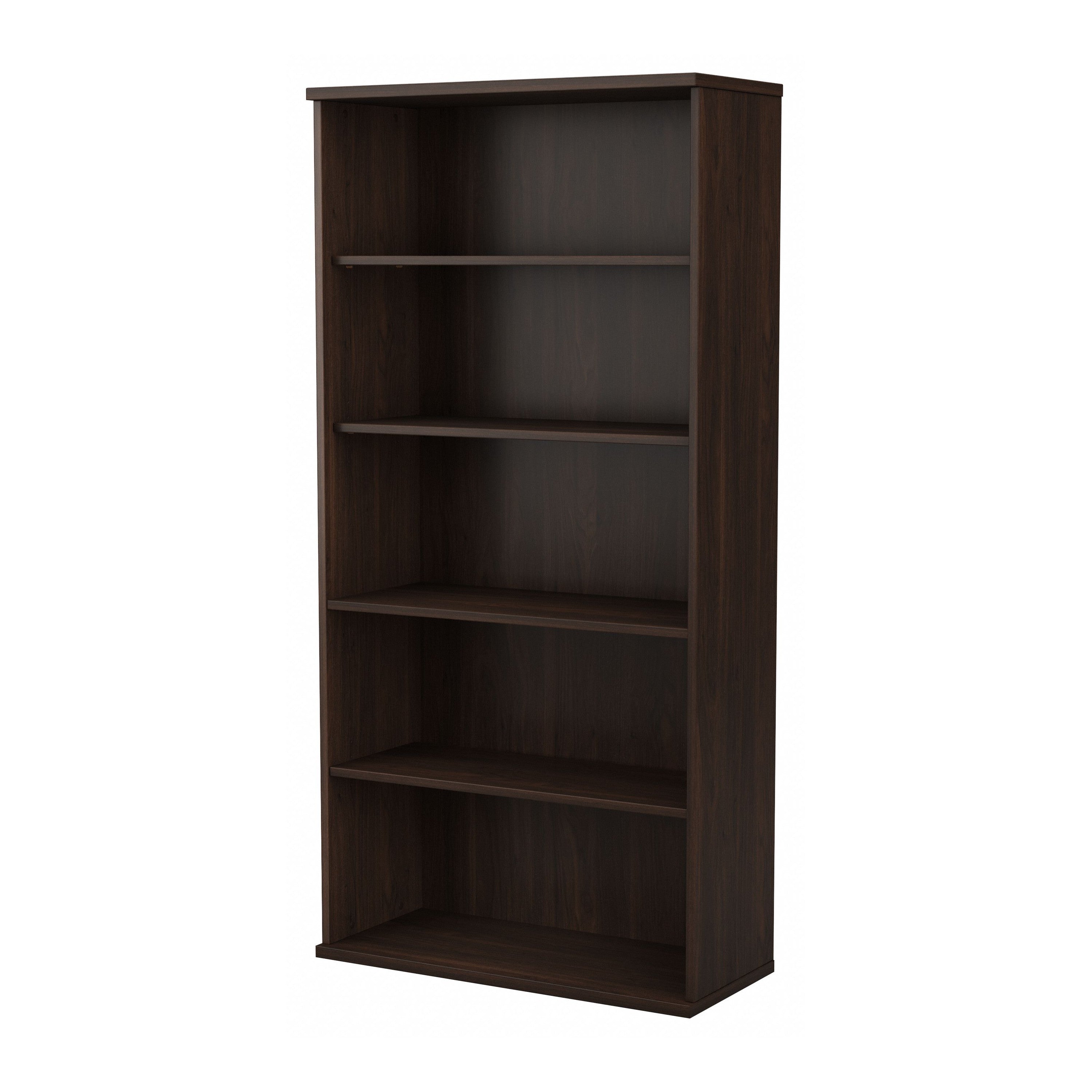Bush Business Furniture Studio C Tall 5 Shelf Bookcase in Black Walnut - 35.71" Width x 15.43" Depth x 72.8" Height