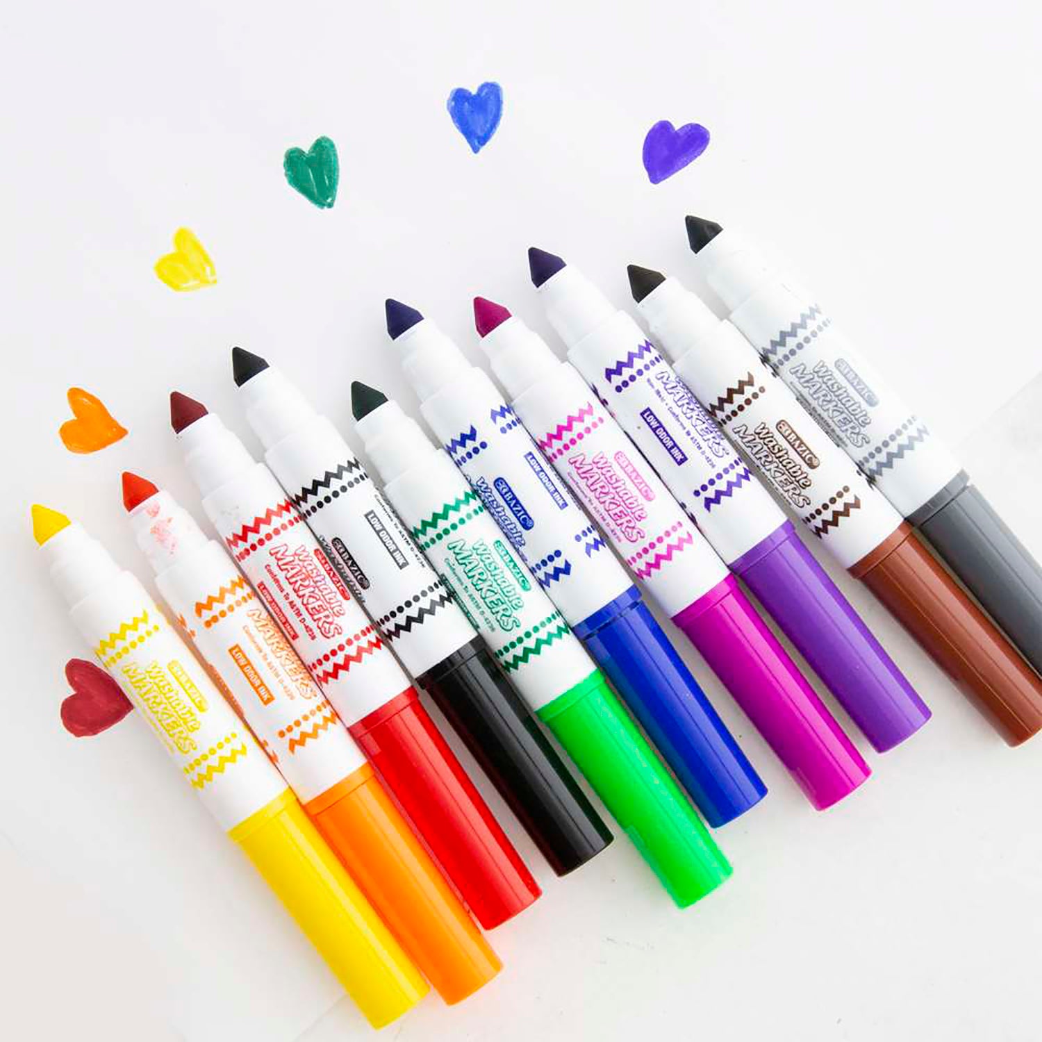 Washable Markers, Mini Broad Line, 10 Colors