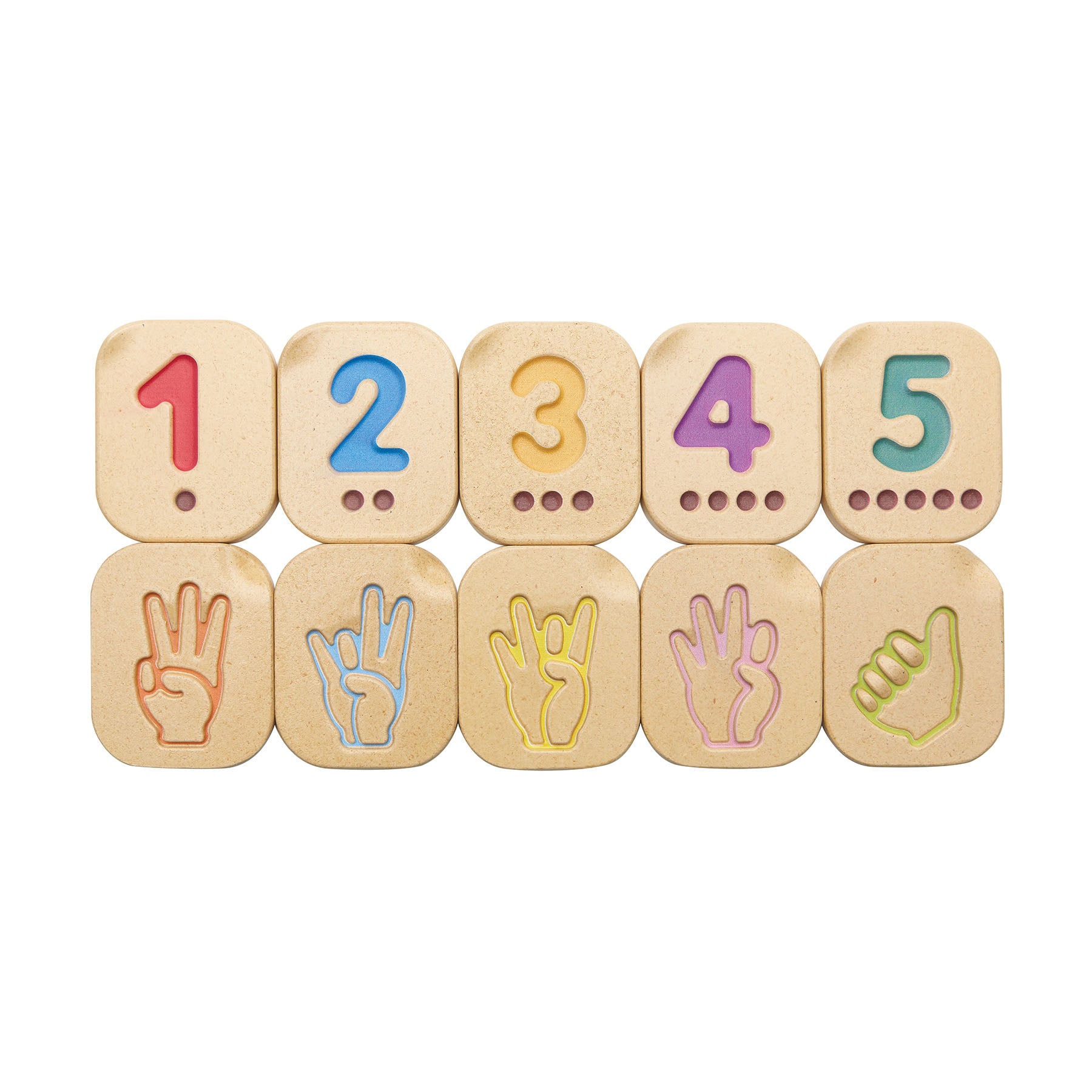 Wooden Hand Sign Numbers 1-10 Tiles