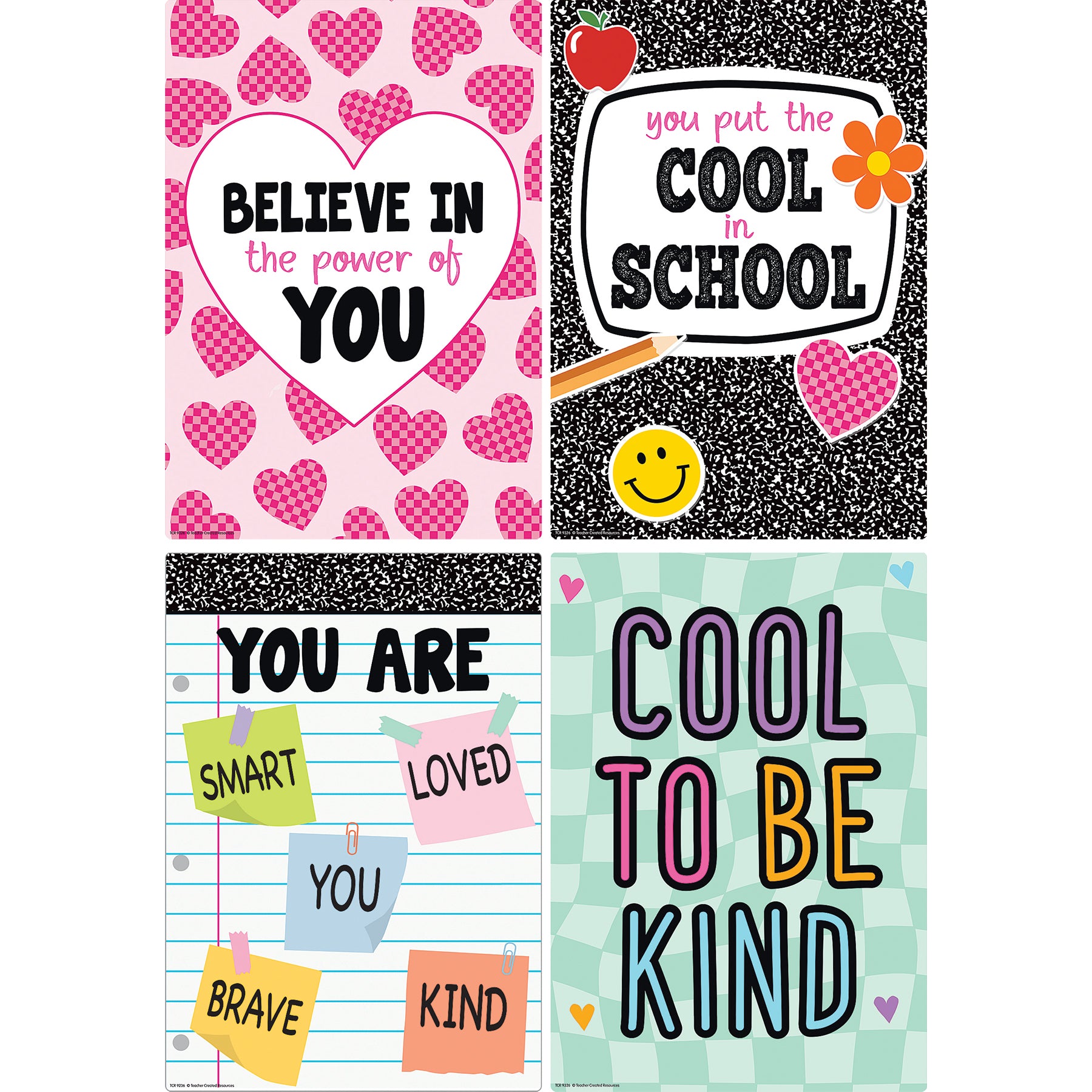 Cool for School Positive Sayings Small Poster Pack, 12 Posters