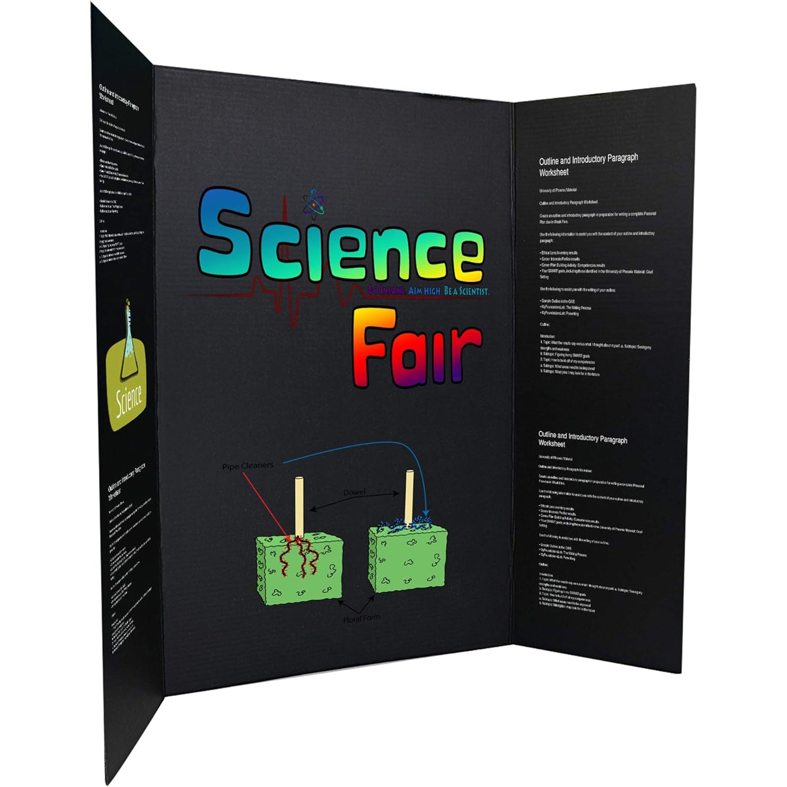 Trifold Poster Board, Presentation Board, 36" x 48", Black, Pack of 4