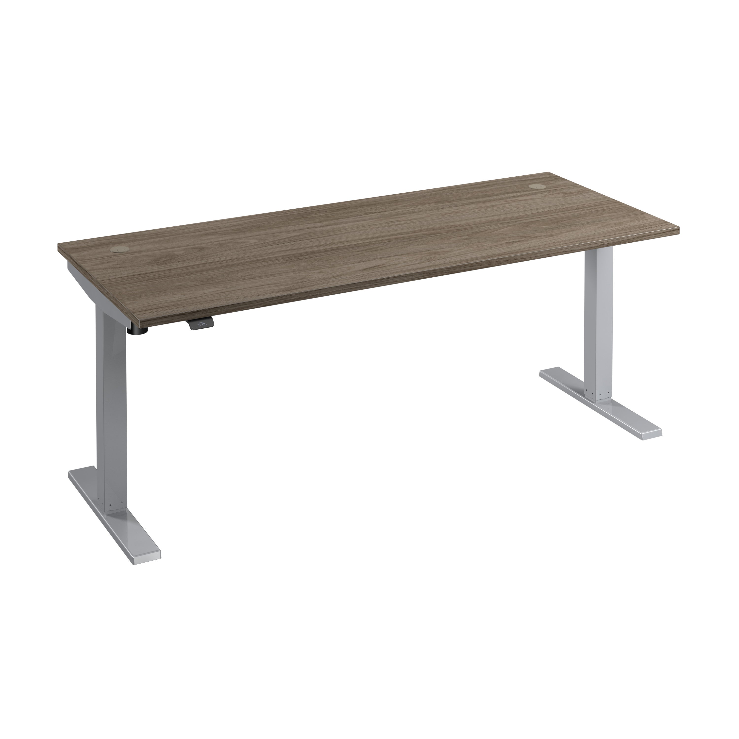 Bush Business Furniture Move 40 Series 72W x 30D Electric Height Adjustable Standing Desk in Modern Hickory with Metallic Gray Base - 71.02" Width x 29.37" Depth x 28.17" Height