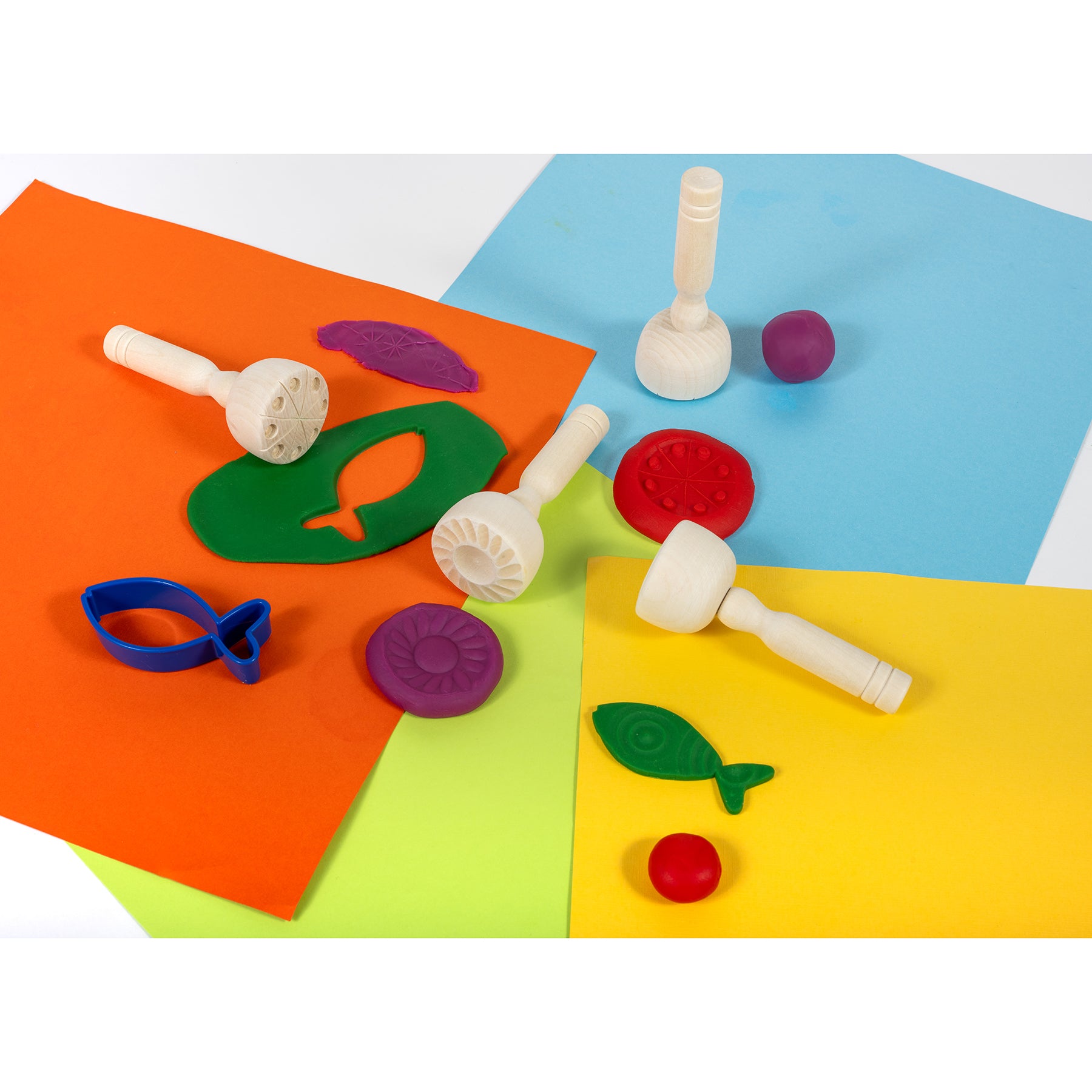 Wooden Dough Stampers, 4 Per Set, 3 Sets