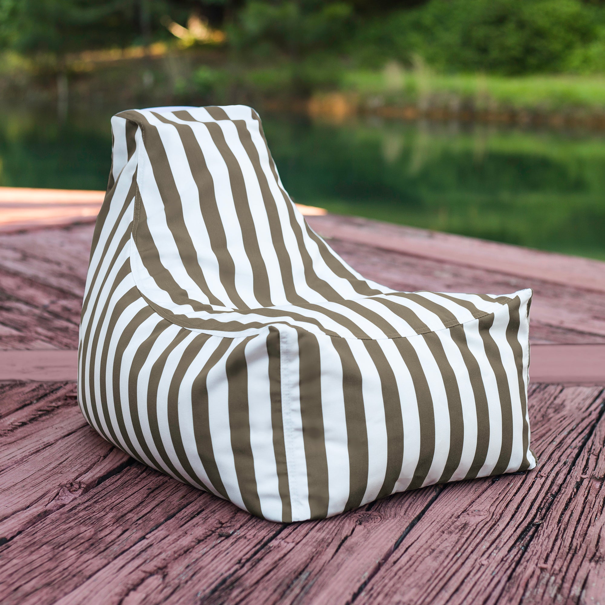 Jaxx Juniper Jr Outdoor Kids Bean Bag Chair / Childrens Garden Chair, Taupe Stripes
