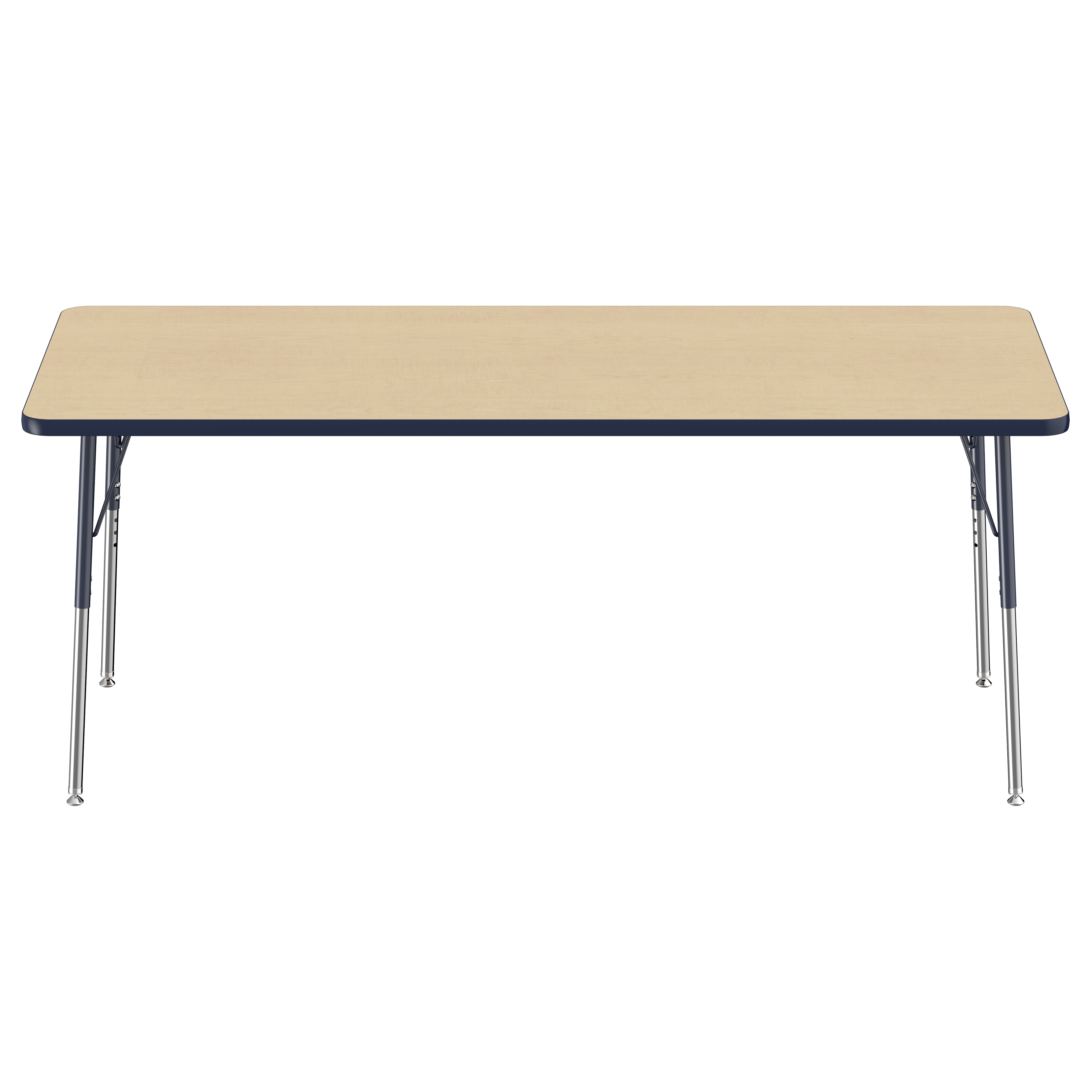 30" x 72" Rectangle T-Molding Activity Table with Adjustable Standard Swivel Glide Legs - Maple/Navy