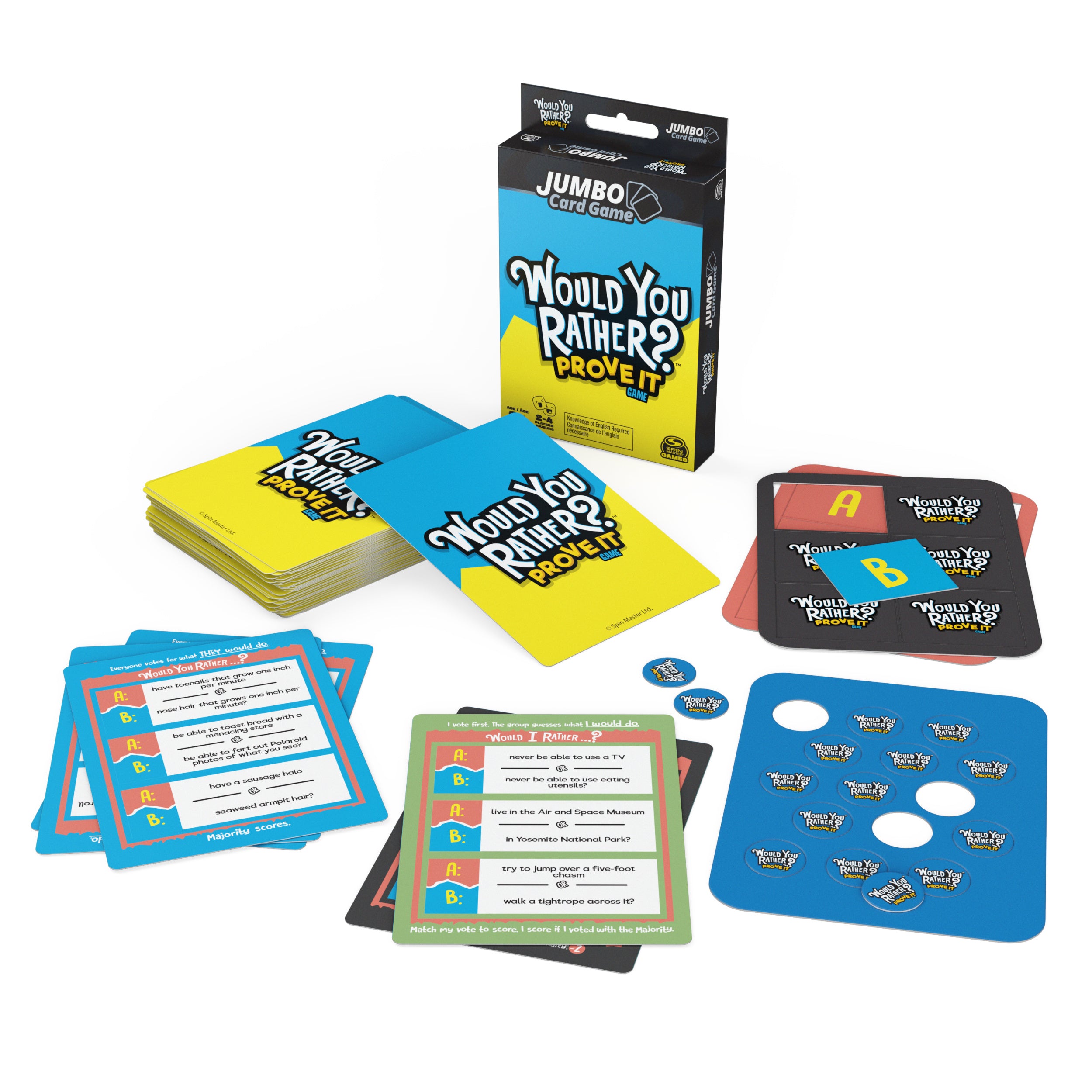 Would You Rather? Prove It Jumbo Card Game| 2-4 Player Party Game | Family Board Game | Funny Gifts| Fun Games for Adults and Kids Ages 8 and up