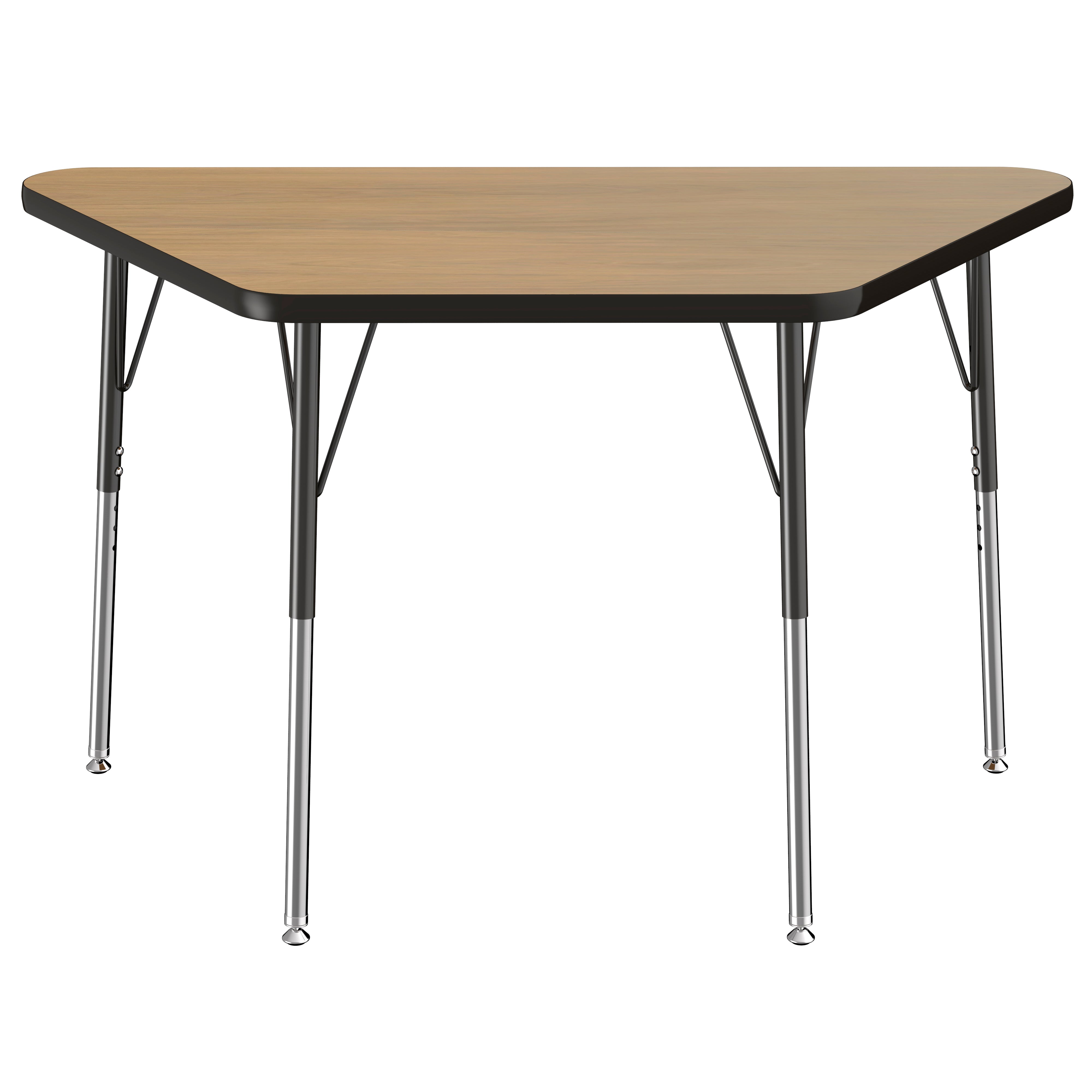 24" x 48" Trapezoid T-Molding Activity Table with Adjustable Standard Swivel Glide Legs - Pasadena Oak/Black
