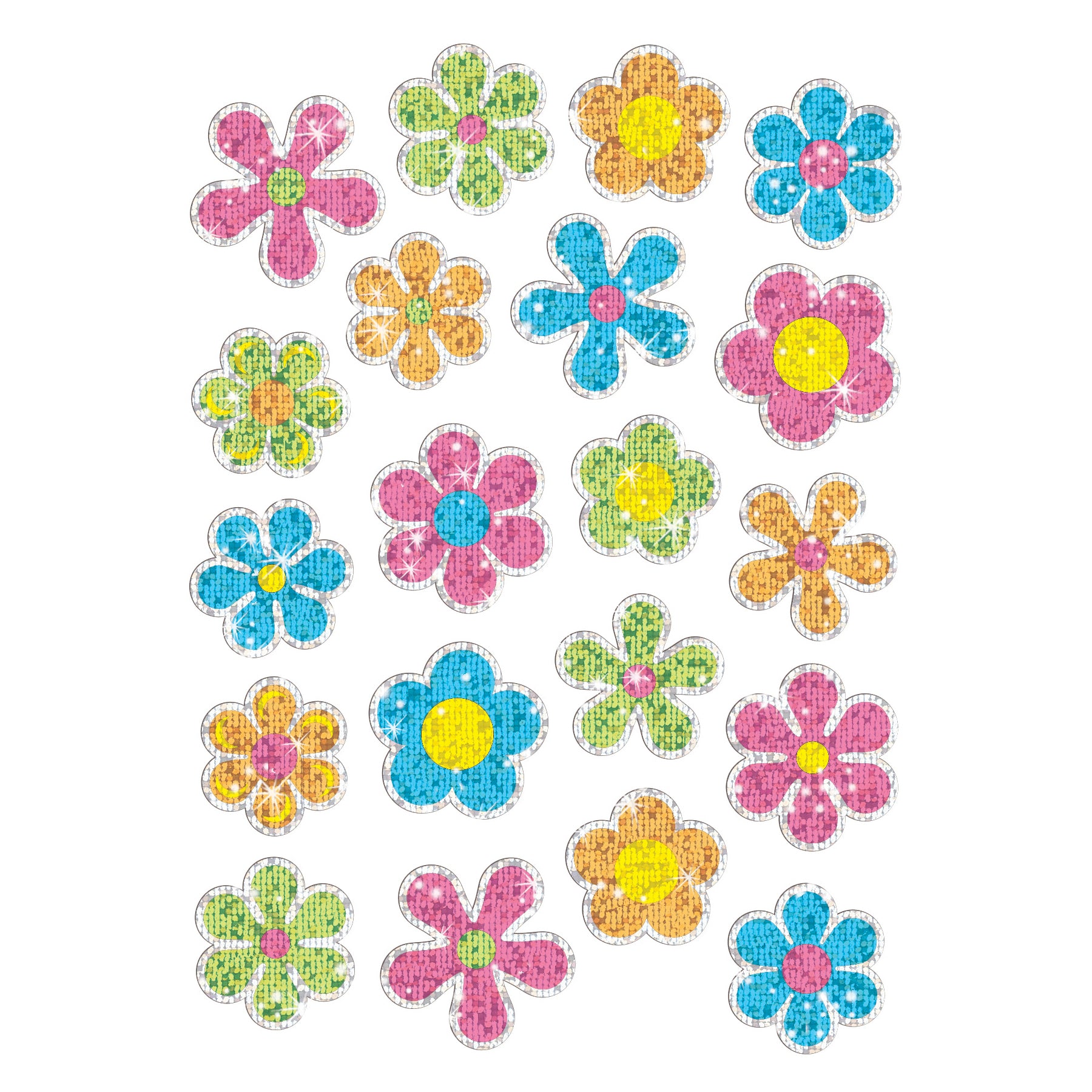Flower Power Sparkle Stickers®-Large, 40 ct