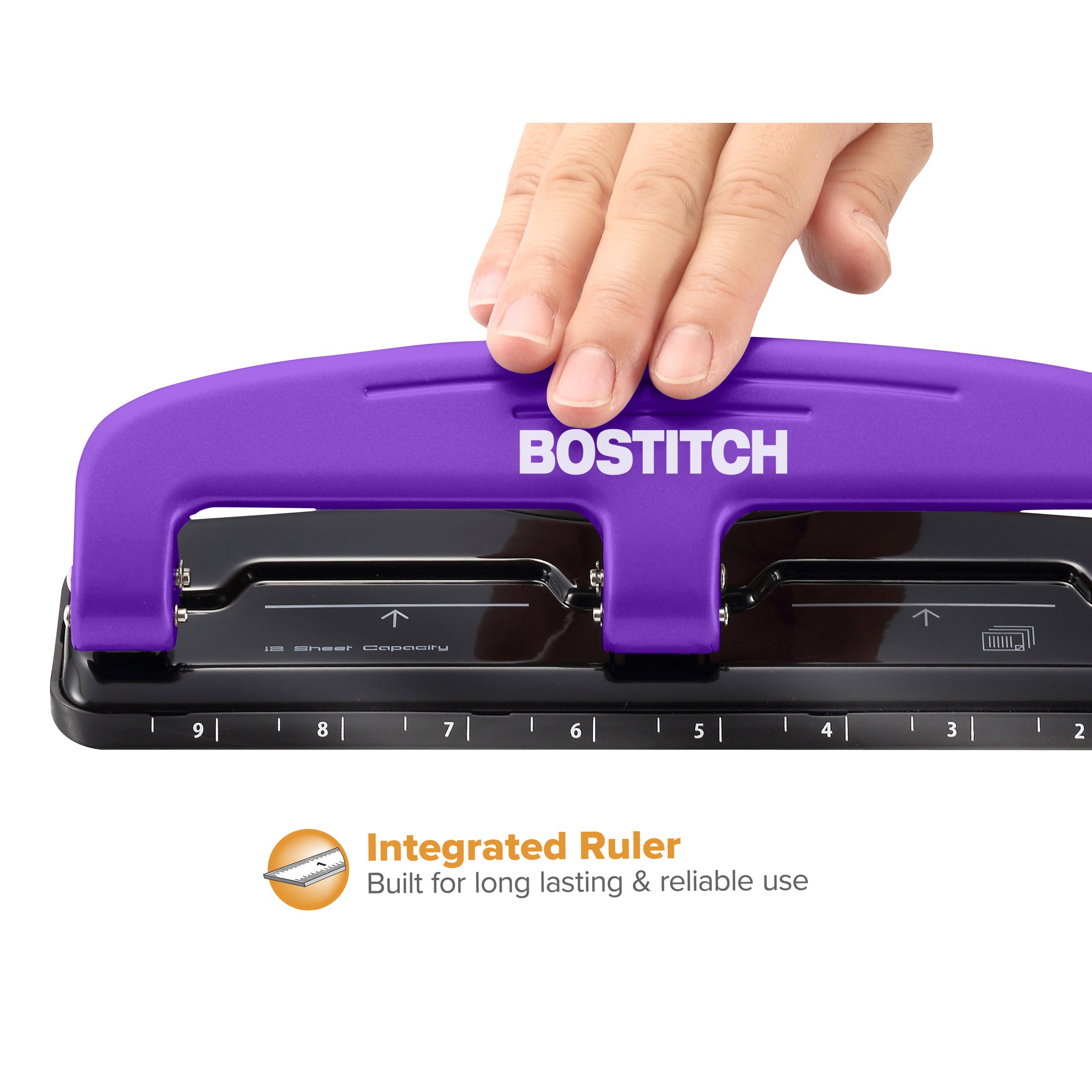EZ Squeeze™ 3-Hole Punch, 12 Sheets, Purple