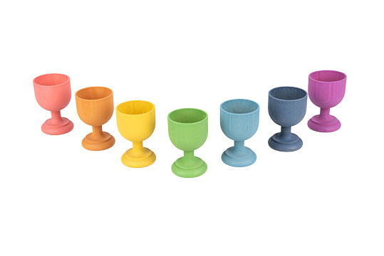Rainbow Wooden Egg Cups - Set of 7 colors