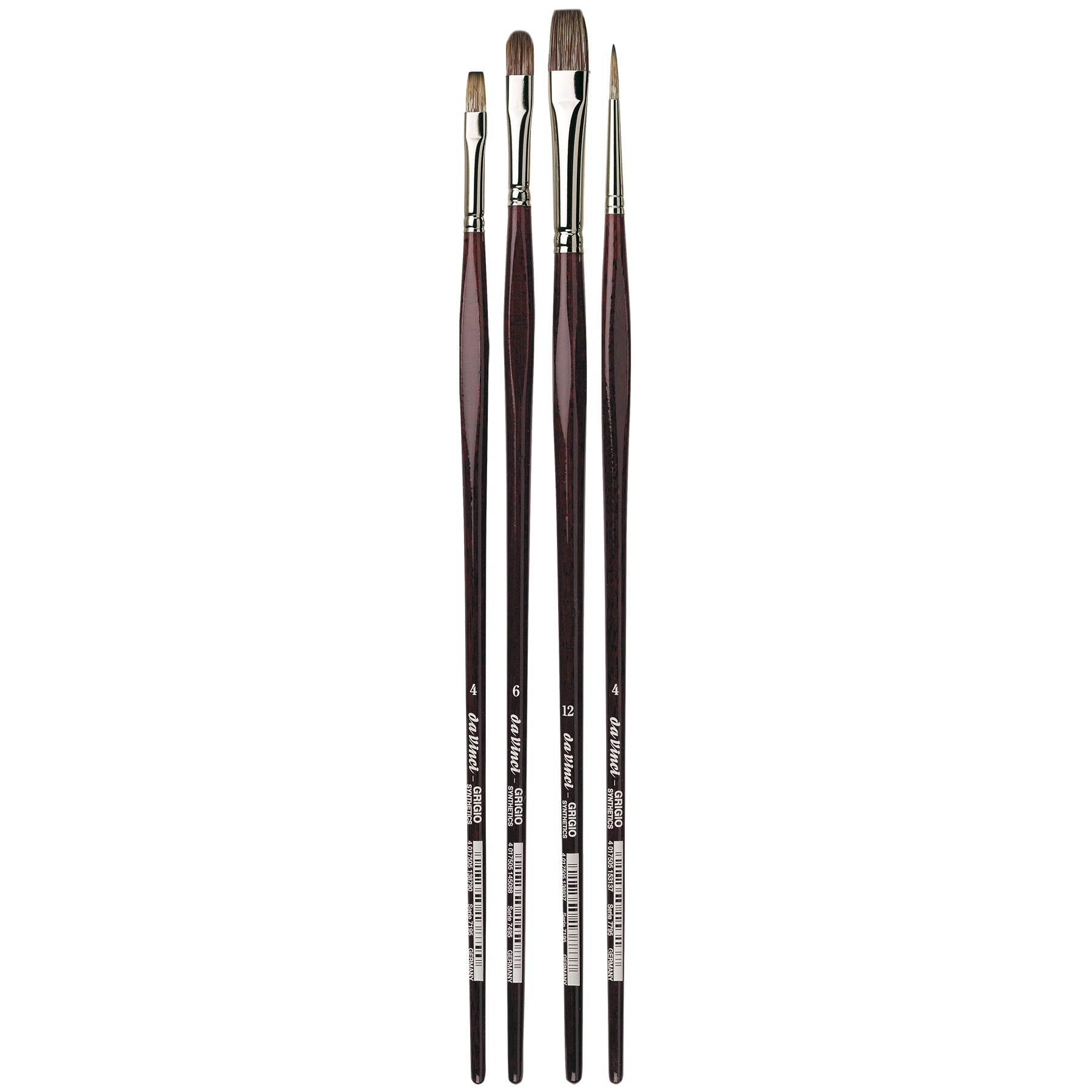 GRIGIO Classic Painting Brushes, Synthetic, Oil, Assorted, 3 Brush Set