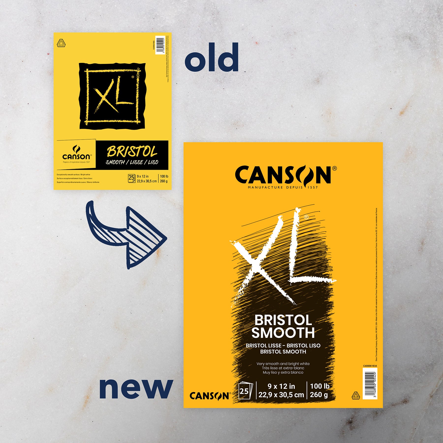 XL Series Bristol Pad, Smooth Finish, Foldover Binding, 25 Sheet, 9x12 inch, 1 Count