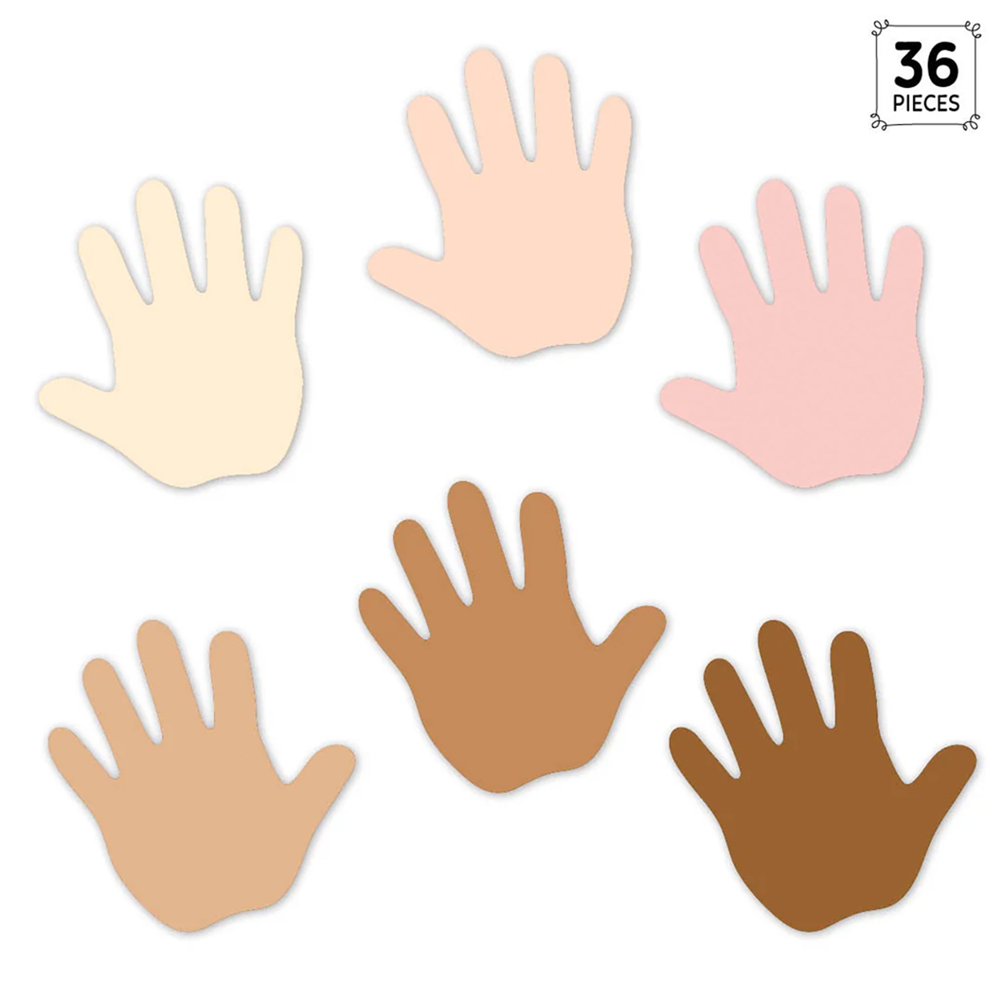 Multicultural Hands 6" Designer Cut-Outs, Pack of 36