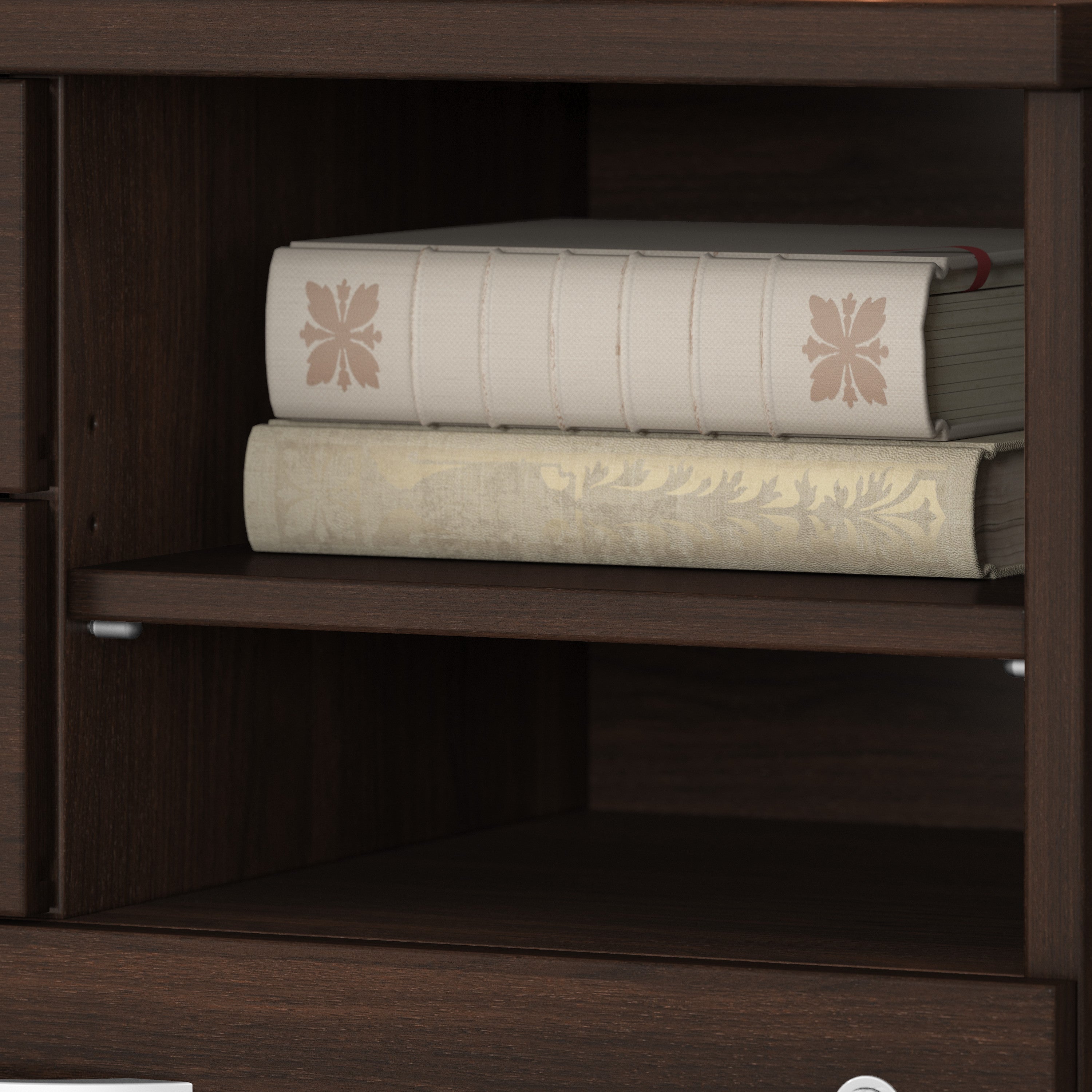 Bush Business Furniture Studio C Office Storage Cabinet with Drawers and Shelves in Black Walnut - 29.72" Width x 16.93" Depth x 25.98" Height