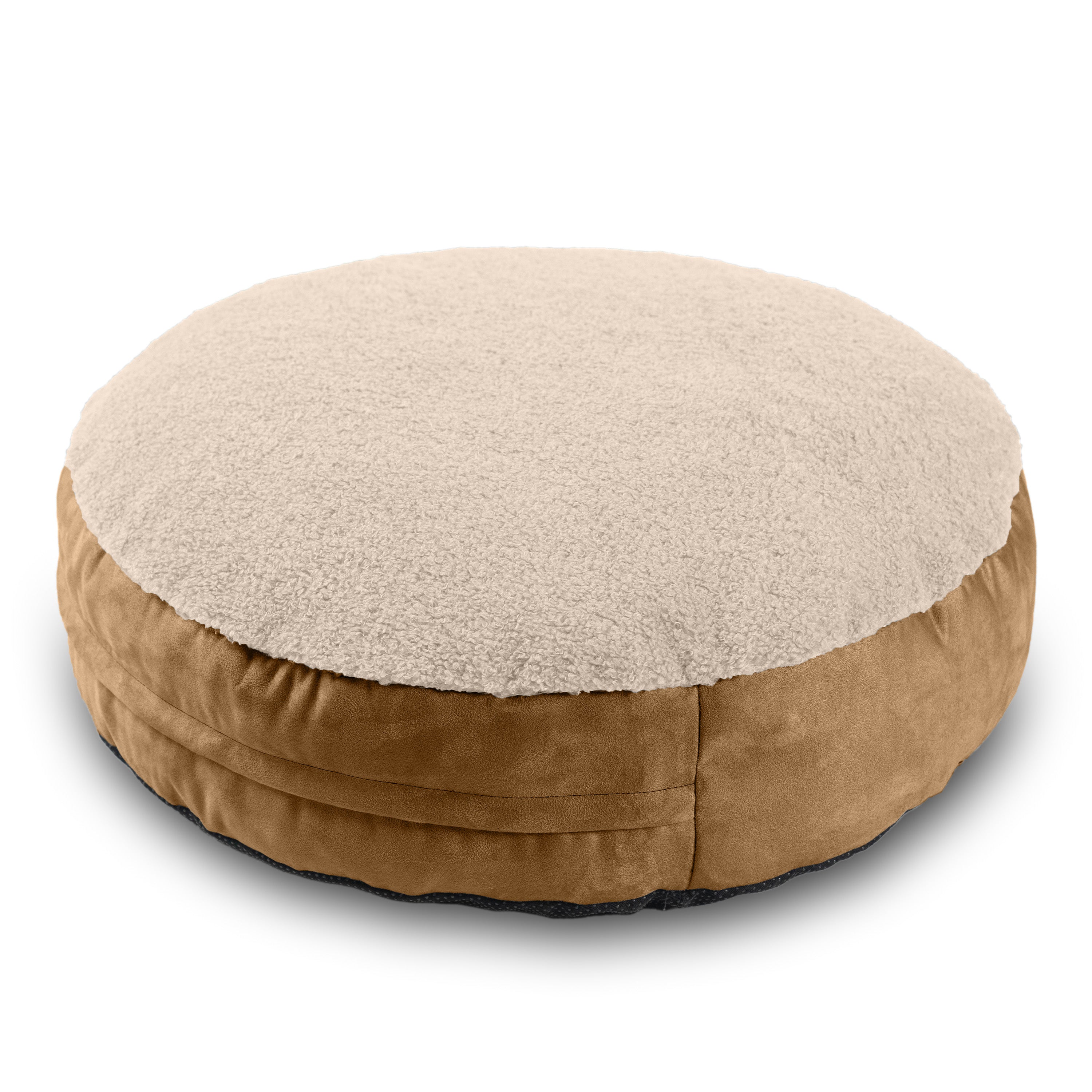 Jaxx Robbi Dog Bed Bean Bag – Round Bed with Machine Washable Cover and No-Slip Base - Supportive Memory Foam for Senior Dogs & Joint Pain Relief - Ultimate Comfort & Luxury - Small, Cloud / Beige