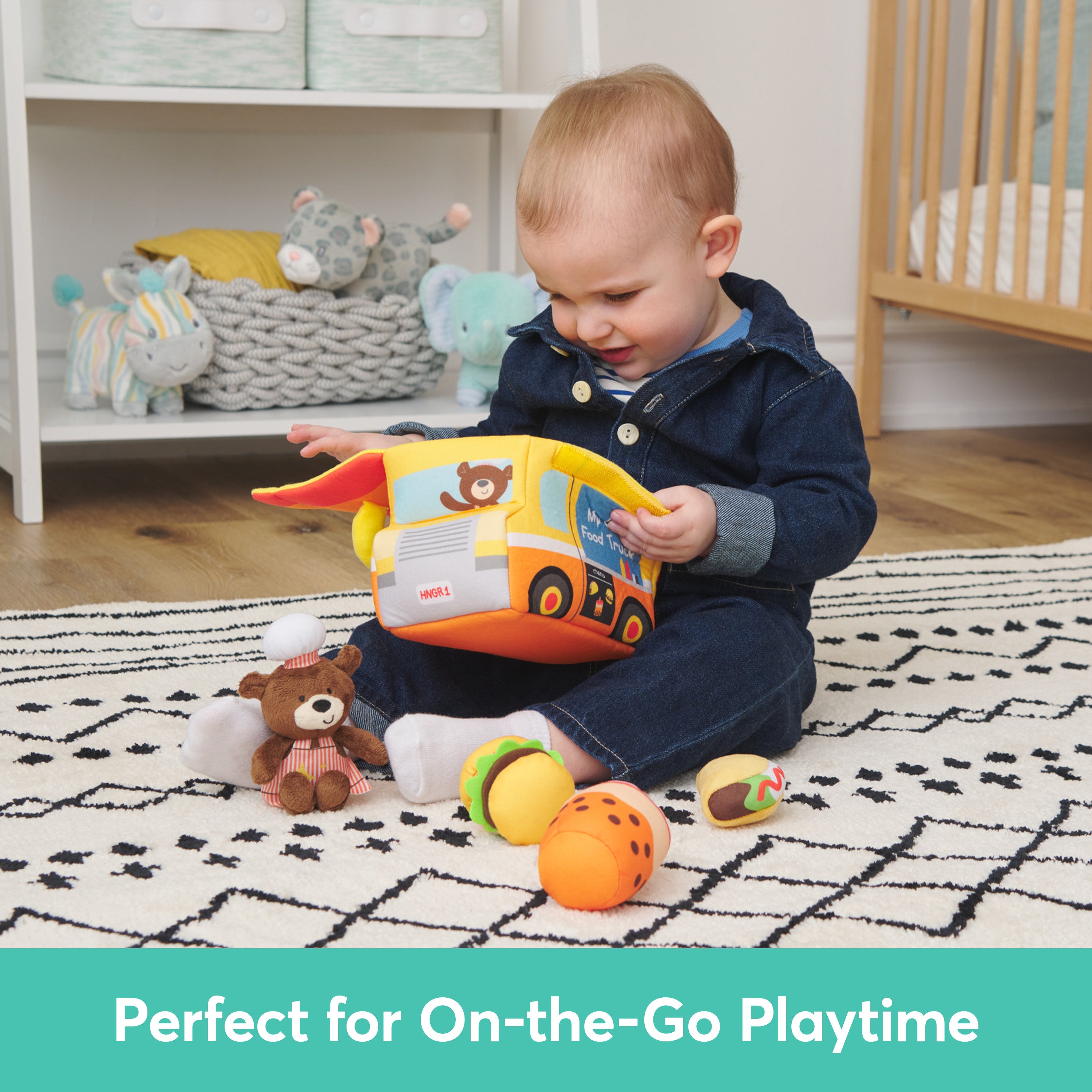 Baby GUND Play Soft Collection, My Little Food Truck 5-Piece Plush Playset with Rattle, Squeaker and Crinkle Sound Toys, Sensory Toy for Babies, 7.5”