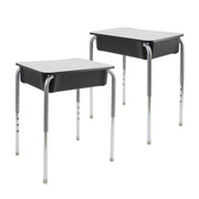 18" x 24" Belly Curve Open Front Desk with Book Box, 2-pack - Gray/Black/Silver/Black