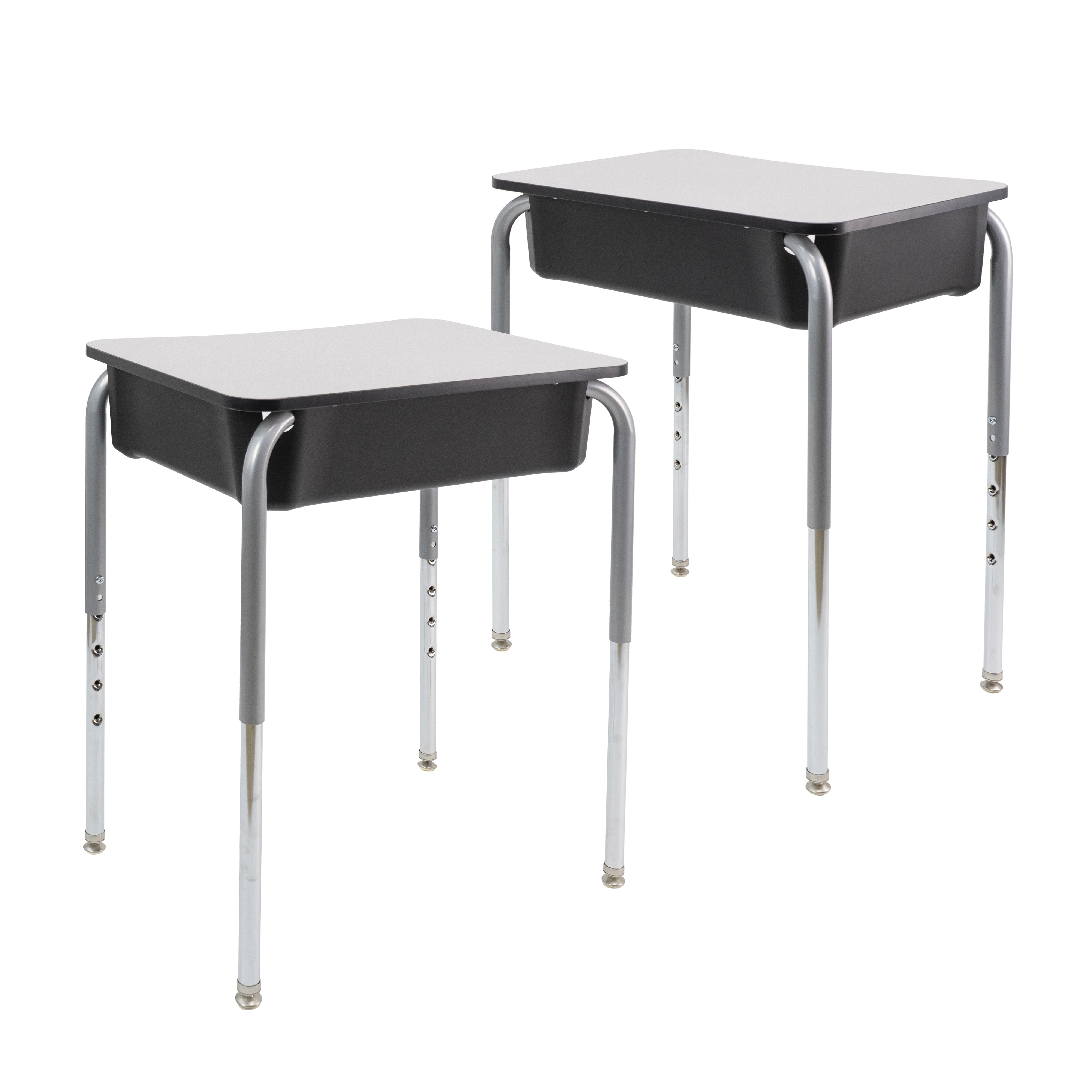 18" x 24" Belly Curve Open Front Desk with Book Box, 2-pack - Gray/Black/Silver/Black