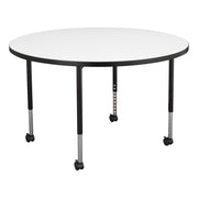 46" Round Collaborative Dry-Erase Activity Table with Adjustable Mobile Legs - Whiteboard/Black