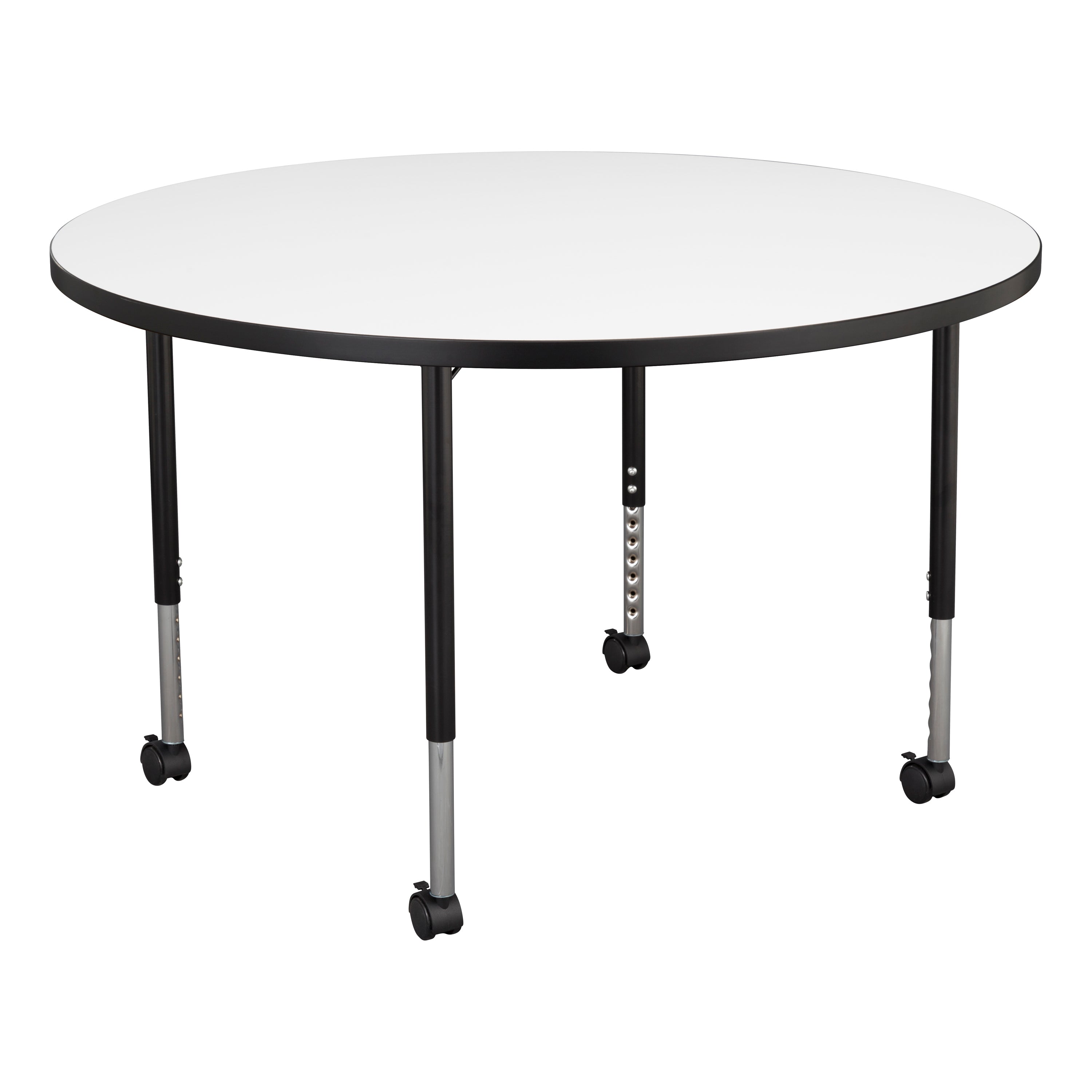 46" Round Collaborative Dry-Erase Activity Table with Adjustable Mobile Legs - Whiteboard/Black